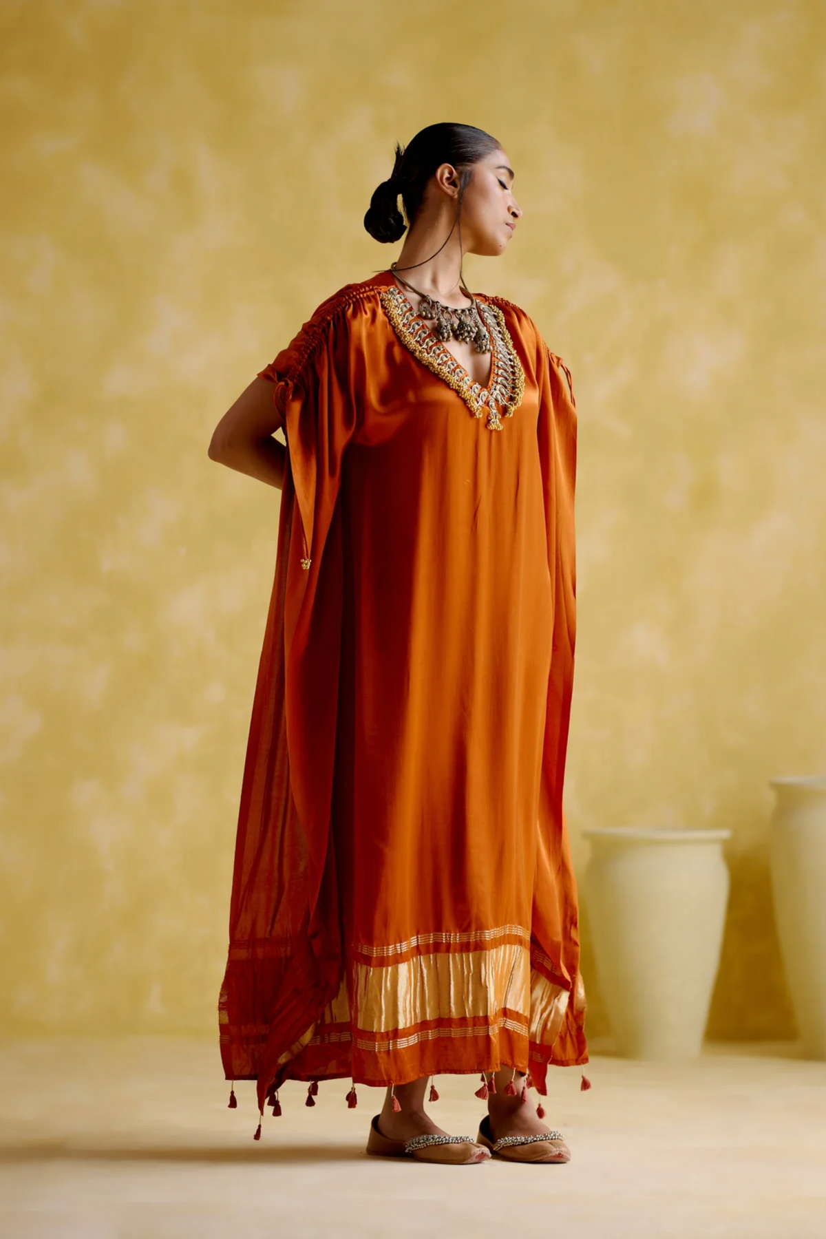 Amor Orange Kaftan Dress