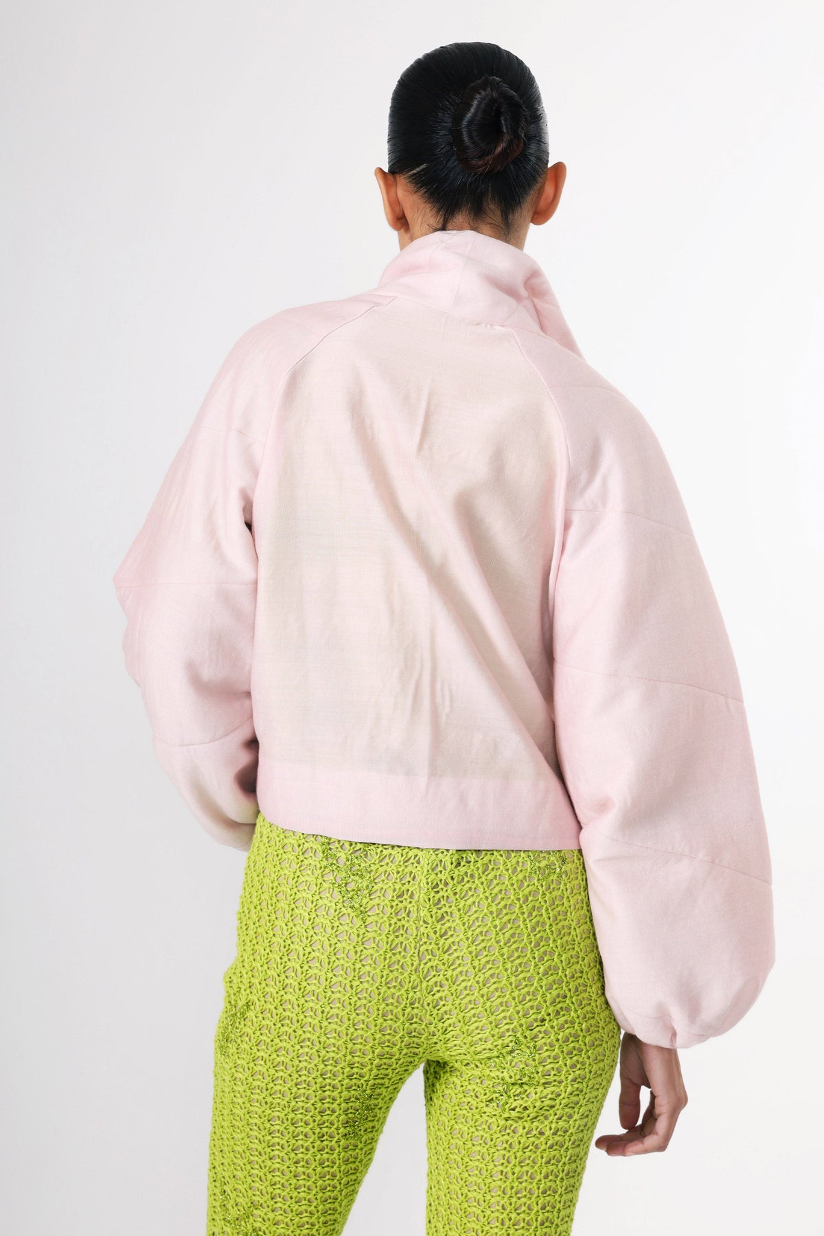 Barely Pink Cropped Puffer Jacket