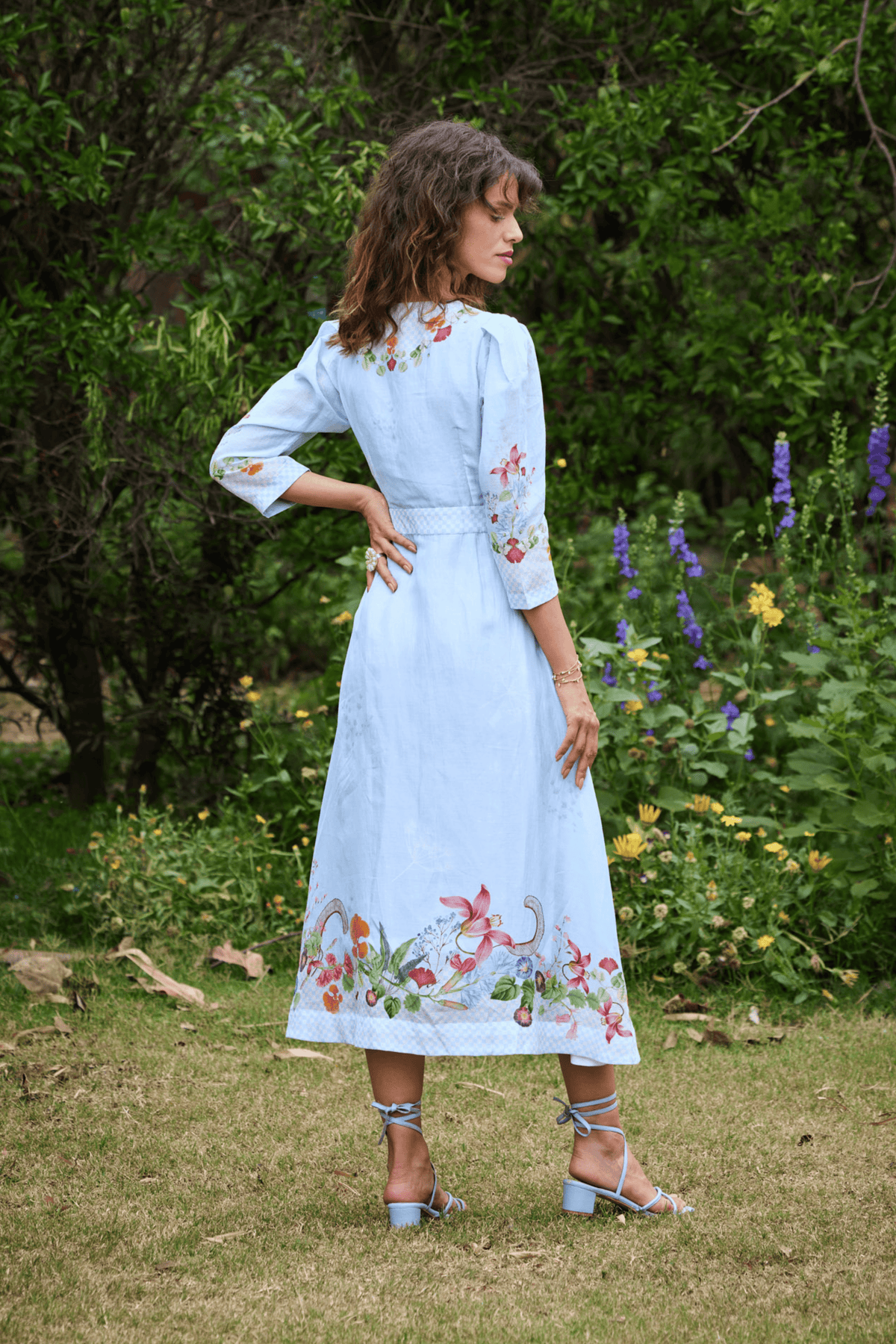 Parisian Wrap Dress Sky Blue