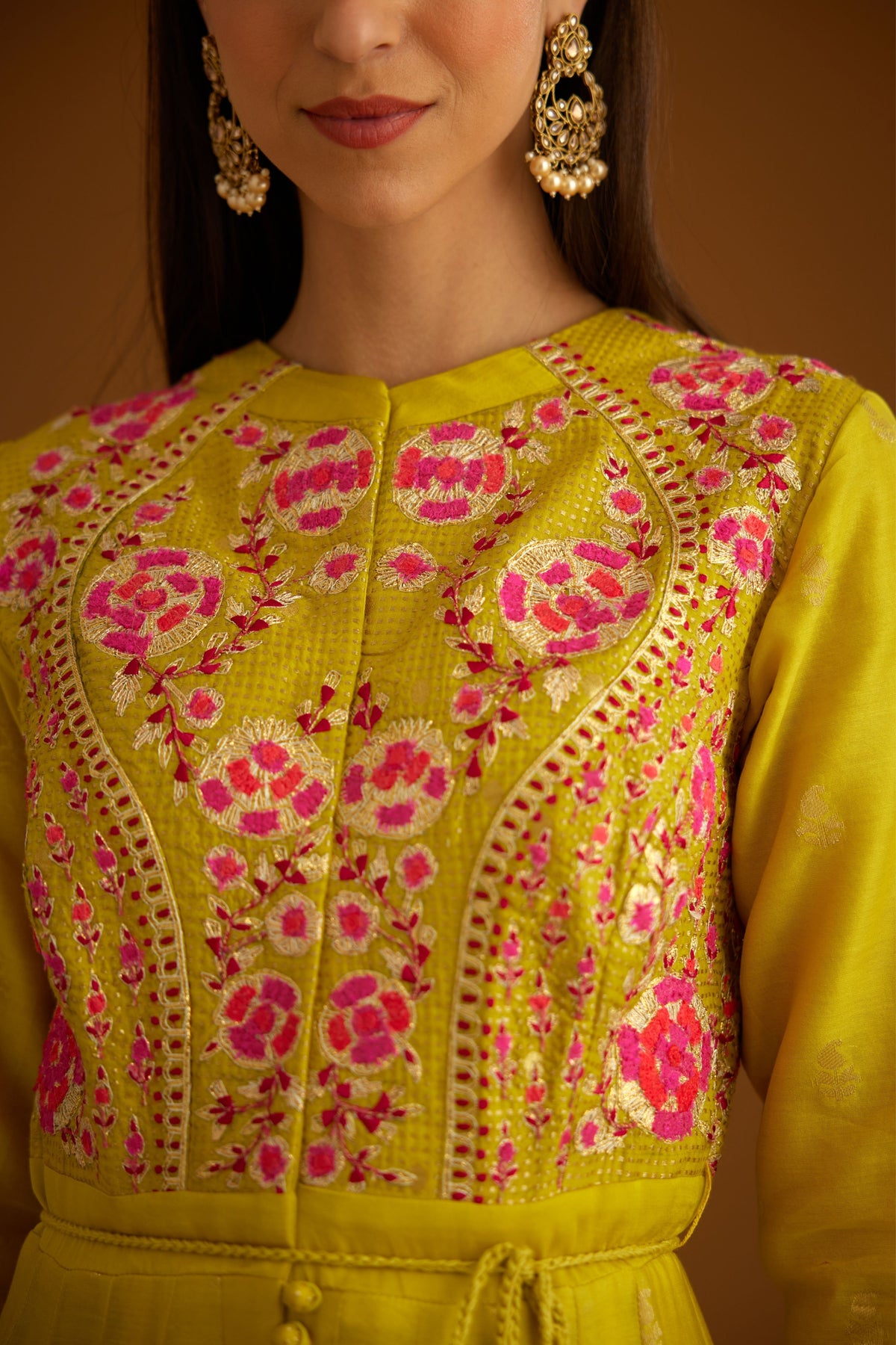 Lime green Anarkali set