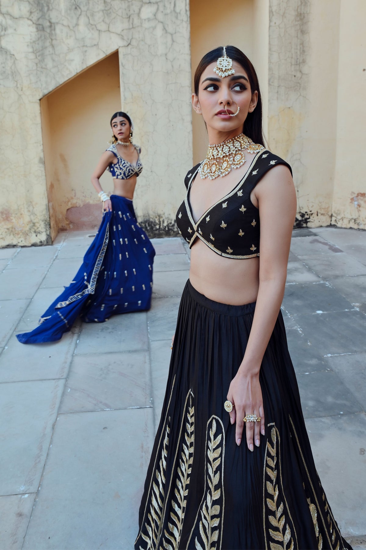 Black Embroidered Lehenga Set