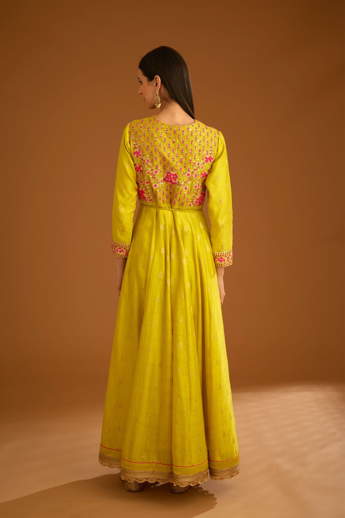 Lime green Anarkali set