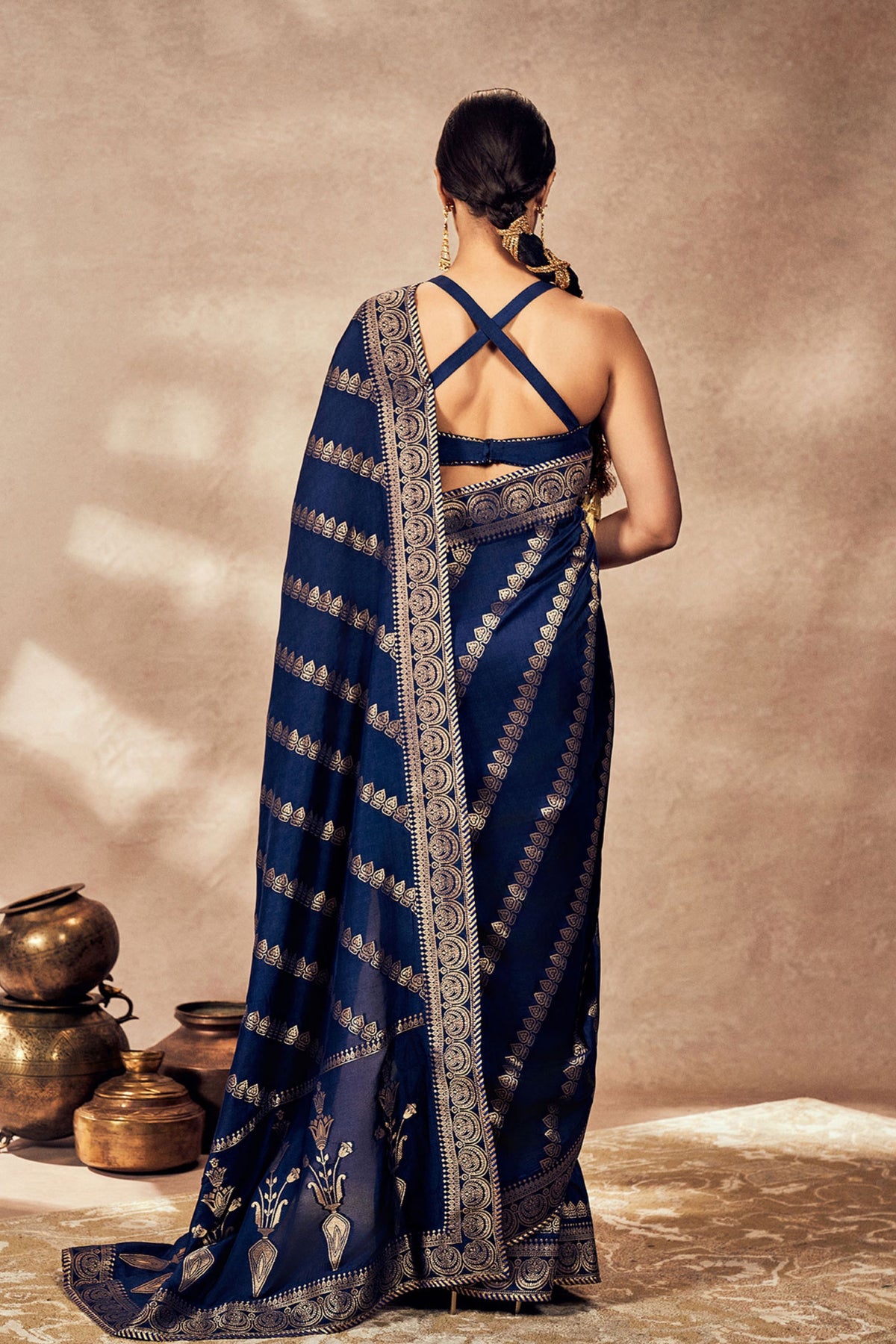 Navy Blue Jacquard Saree