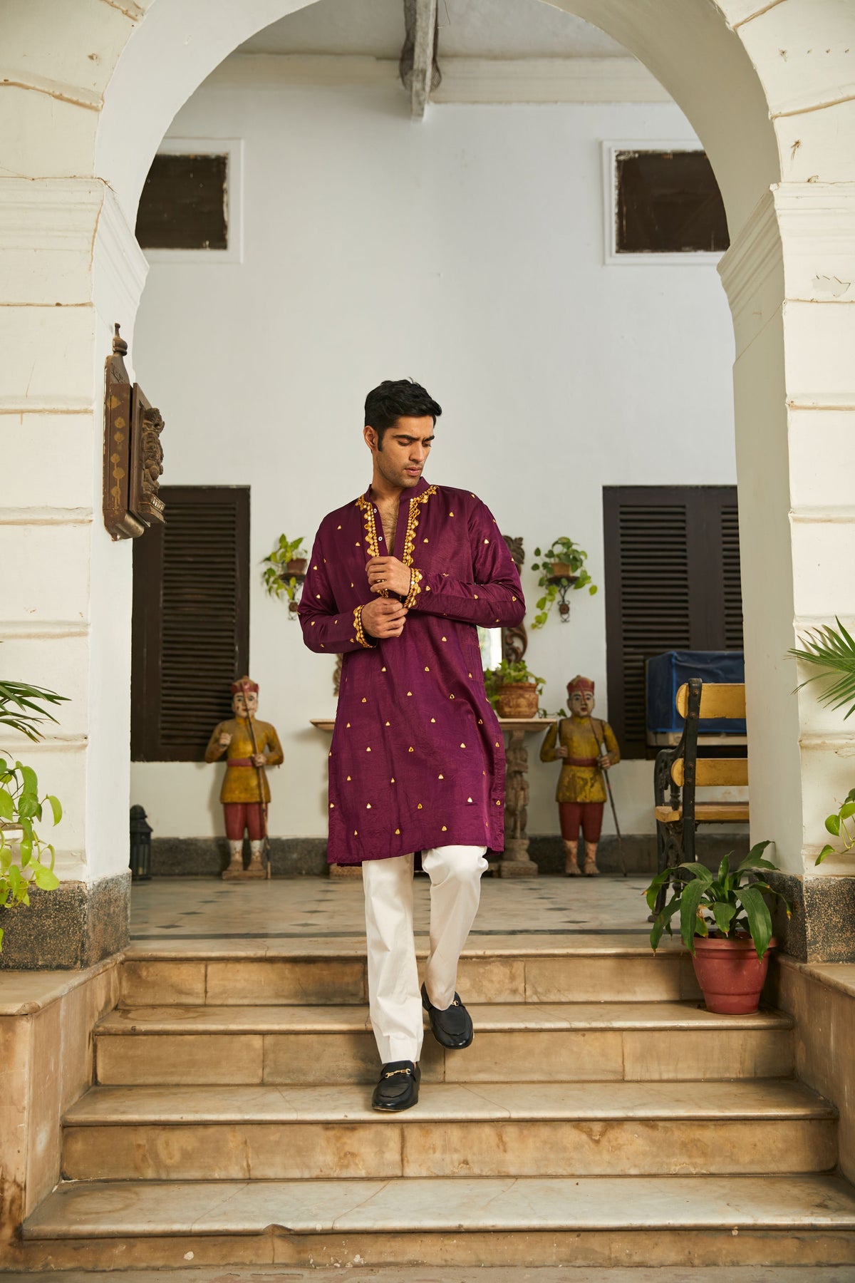 Gajji Silk Mirrorwork Kurta Set