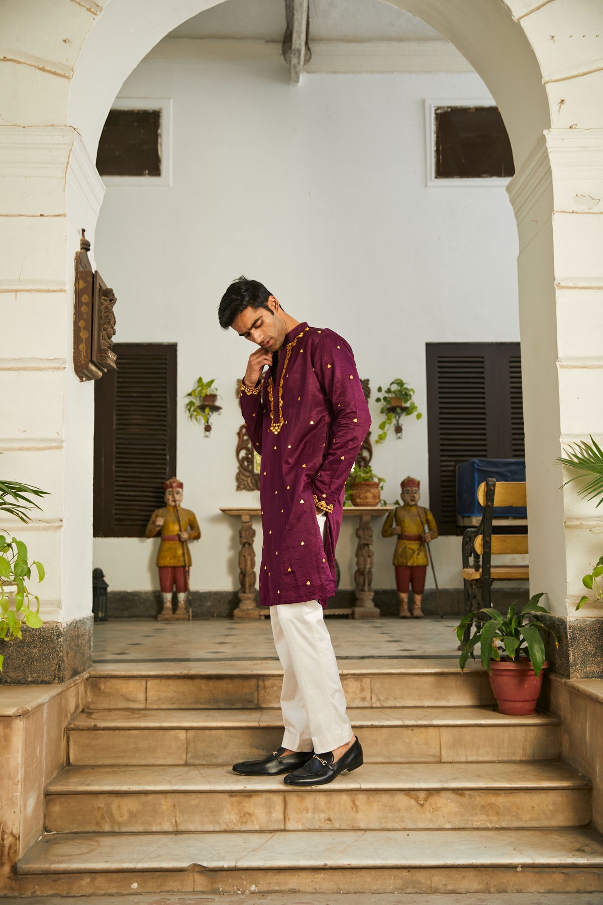 Gajji Silk Mirrorwork Kurta Set