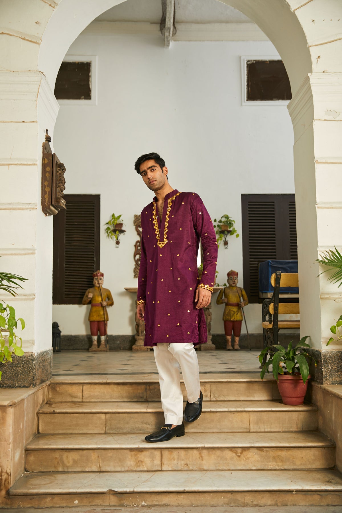 Gajji Silk Mirrorwork Kurta Set