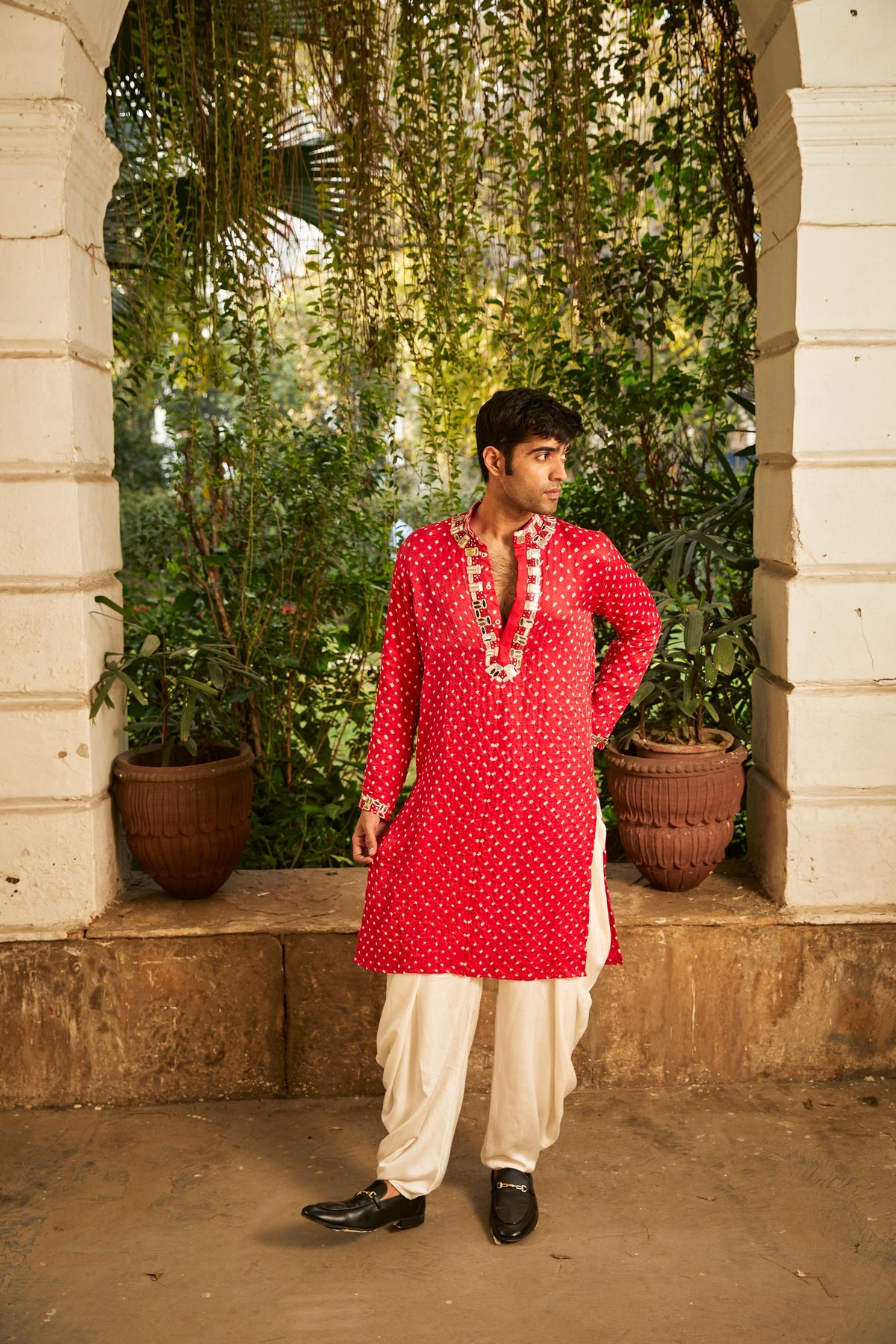 Bandhani Rabari Mirrorwork Kurta Set