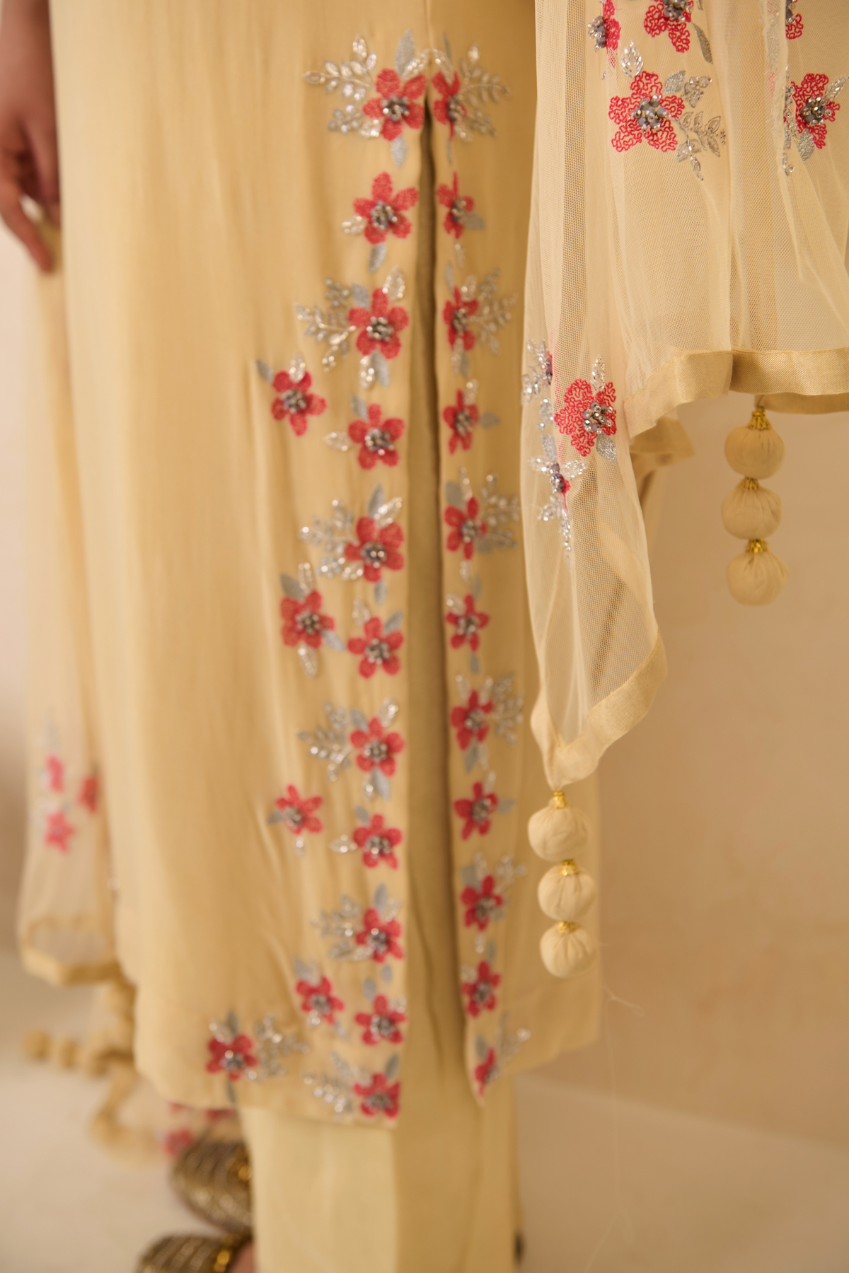 Beige Georgette Kurta Set