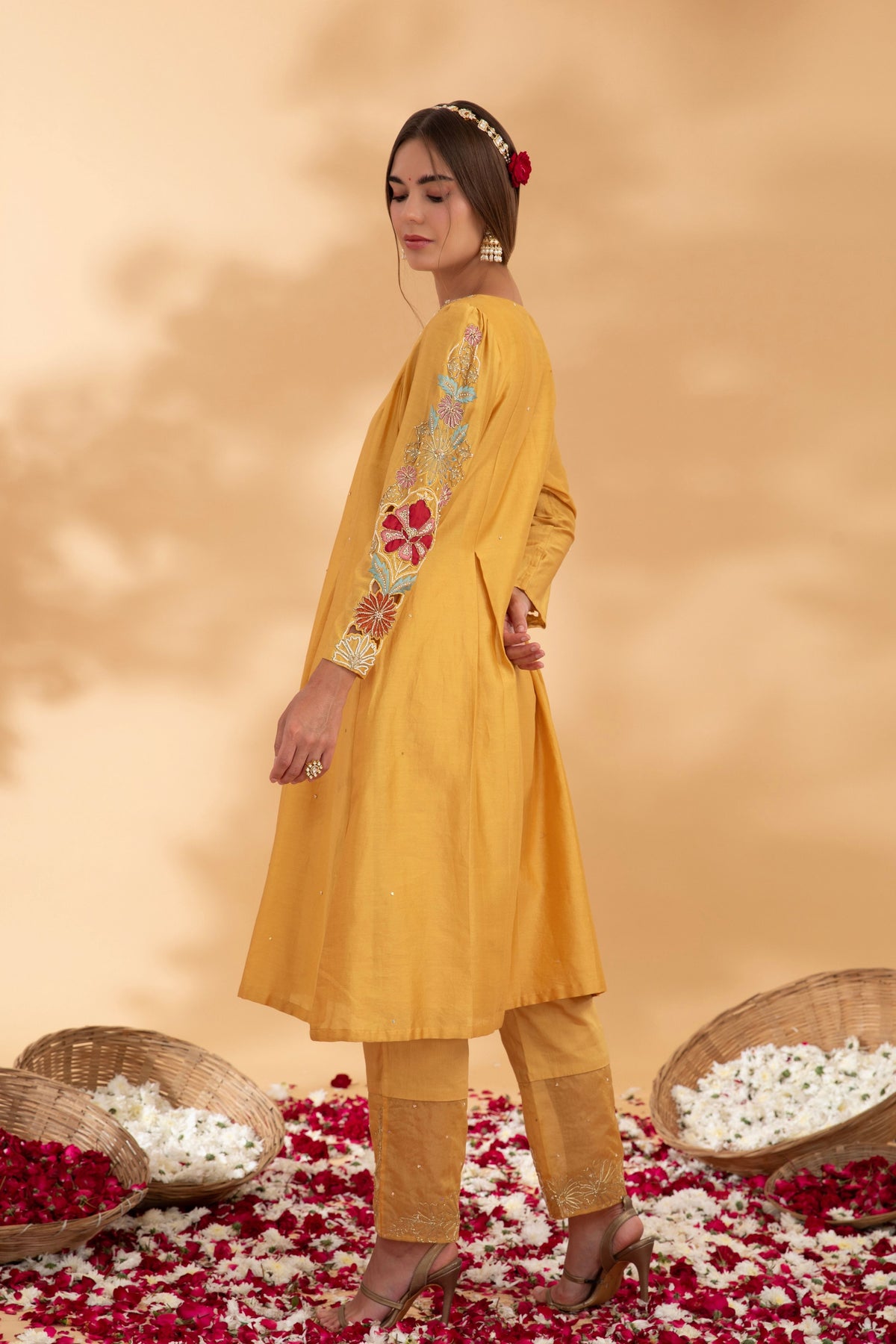 Golden Yellow A-line Kurta Set