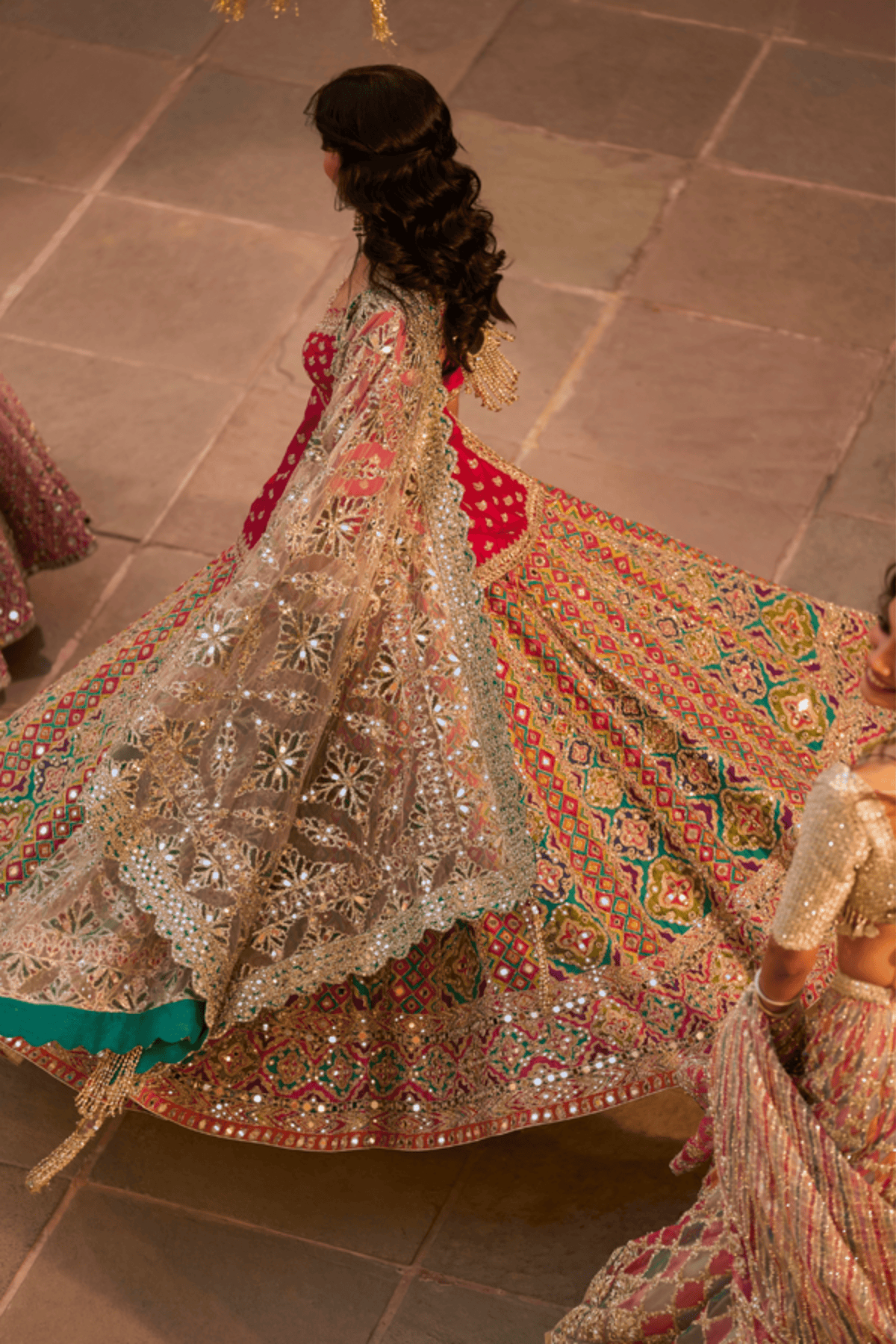 Multicolour Begam Choli Lehenga Set