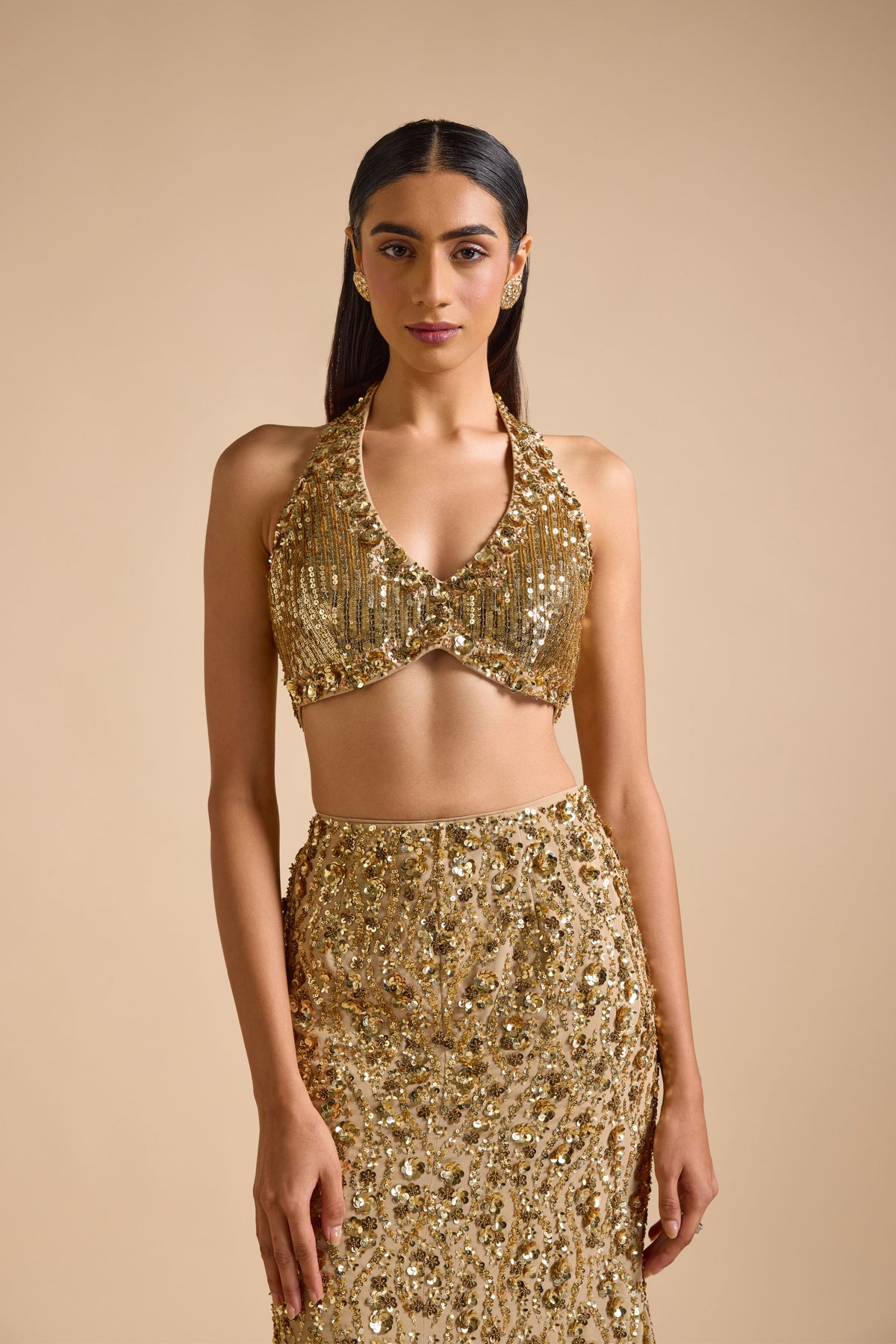 Gold Mermaid Style Skirt Set