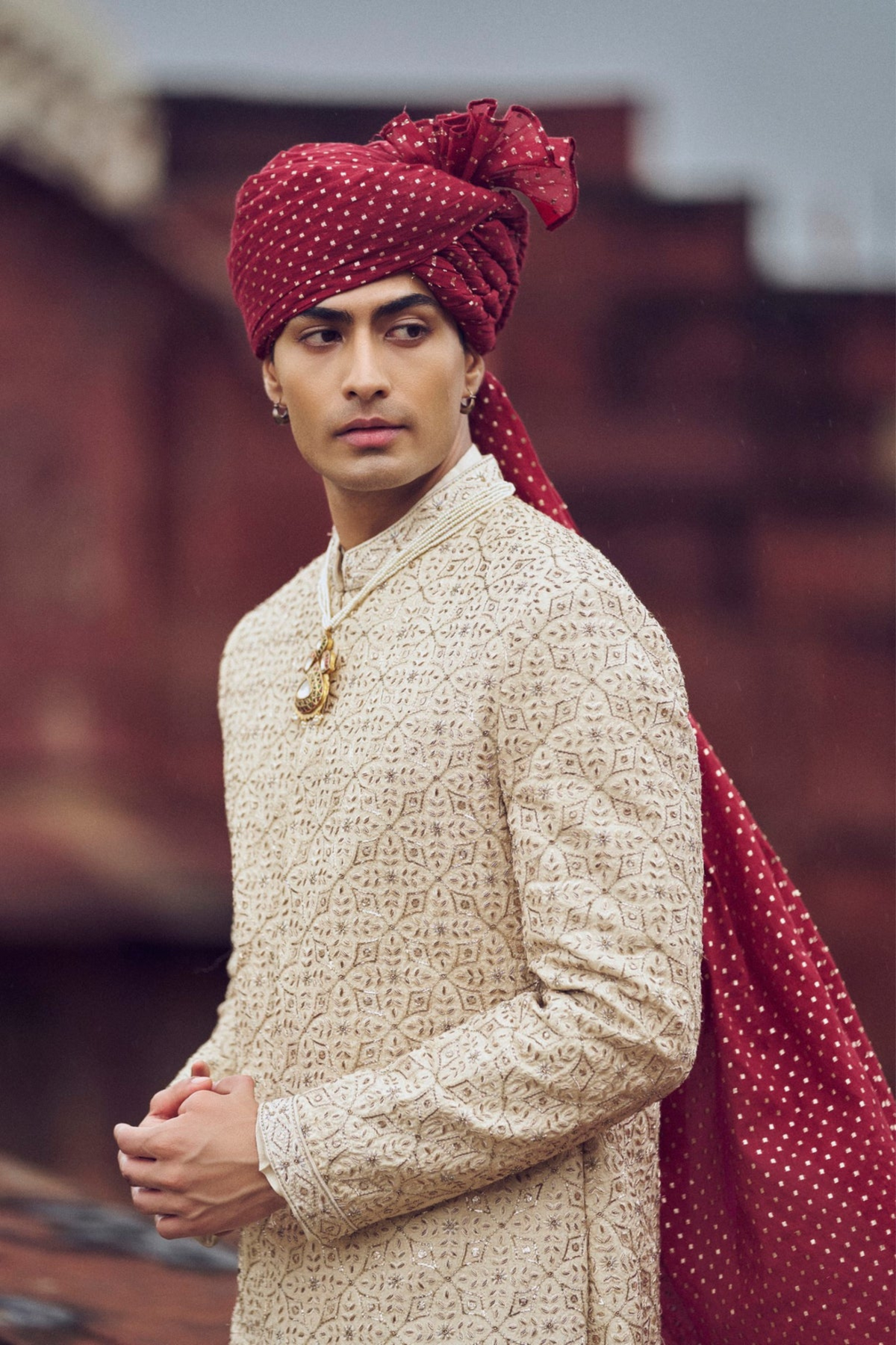 Light Beige Sherwani Set