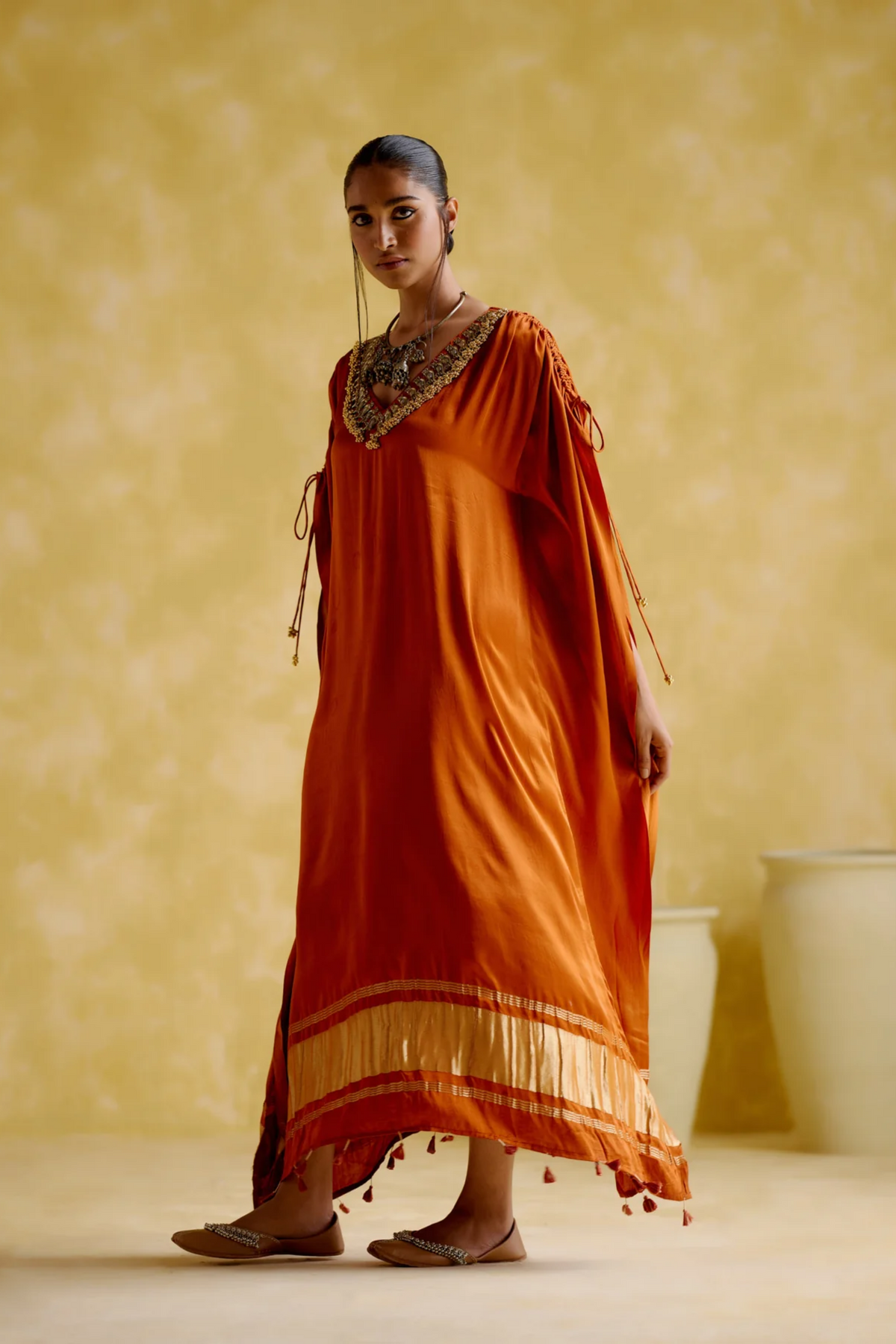 Amor Orange Kaftan Dress