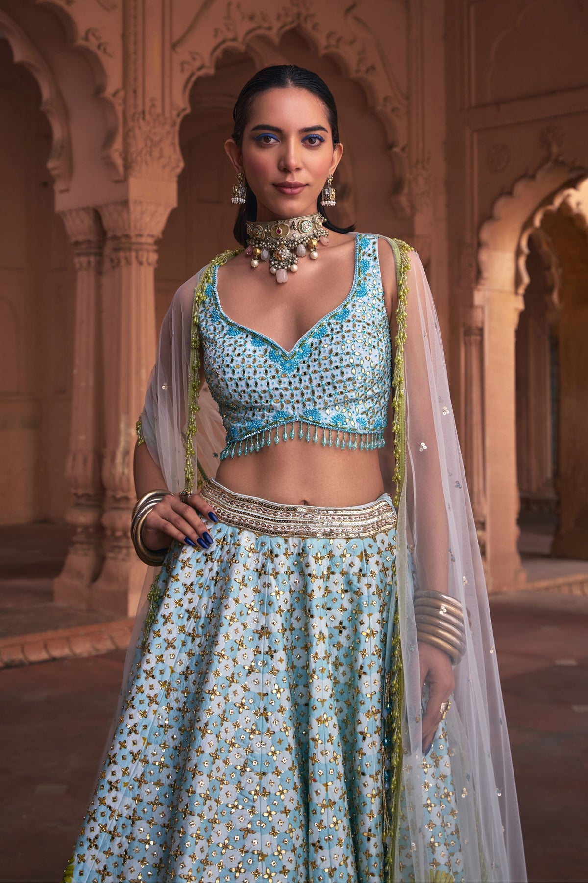 Powder Blue Lehenga Set