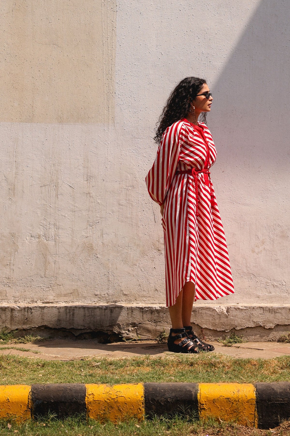 Sage Stripe Dress - Oversized