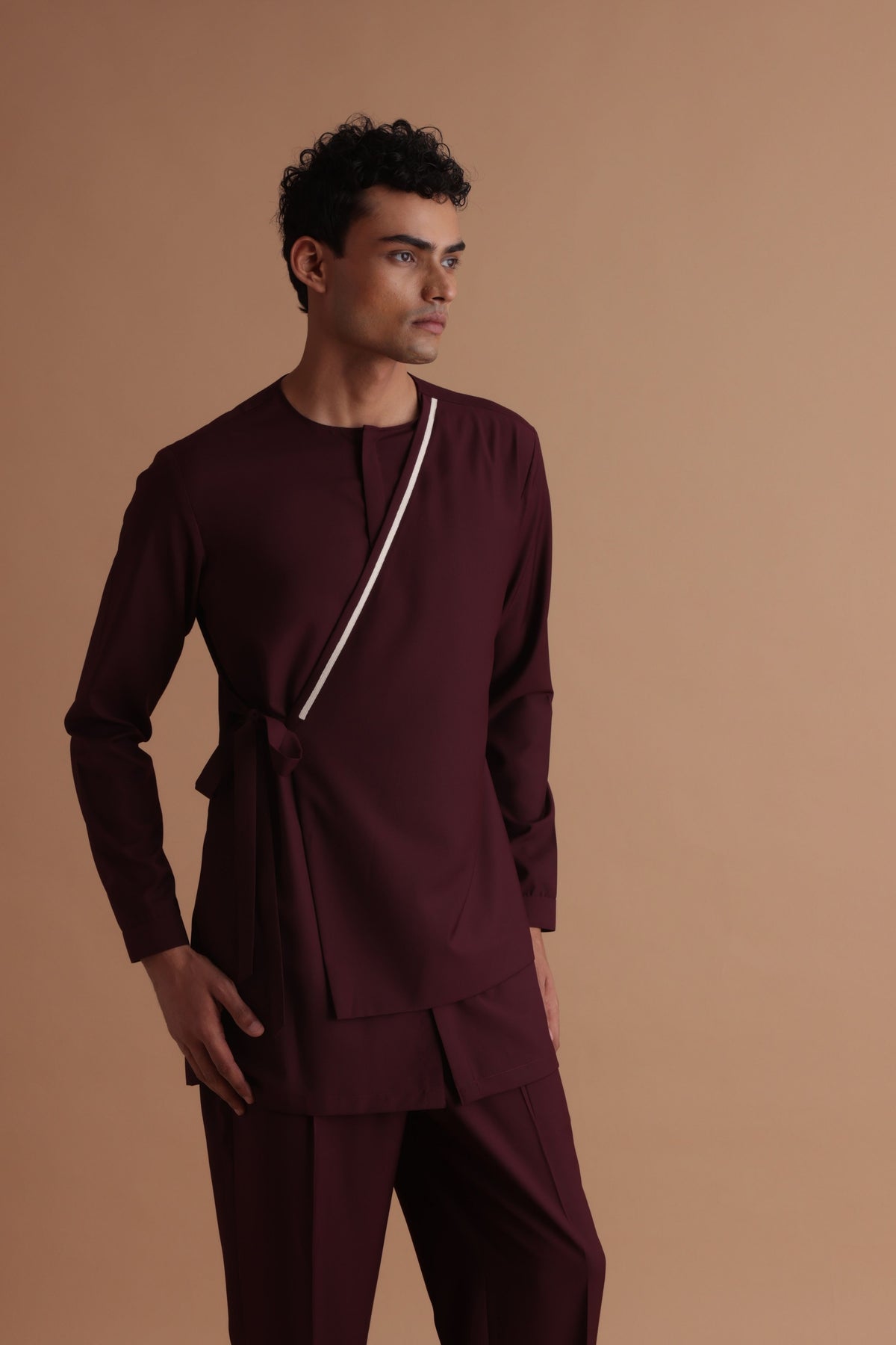 Burgundy Tie up Kurta