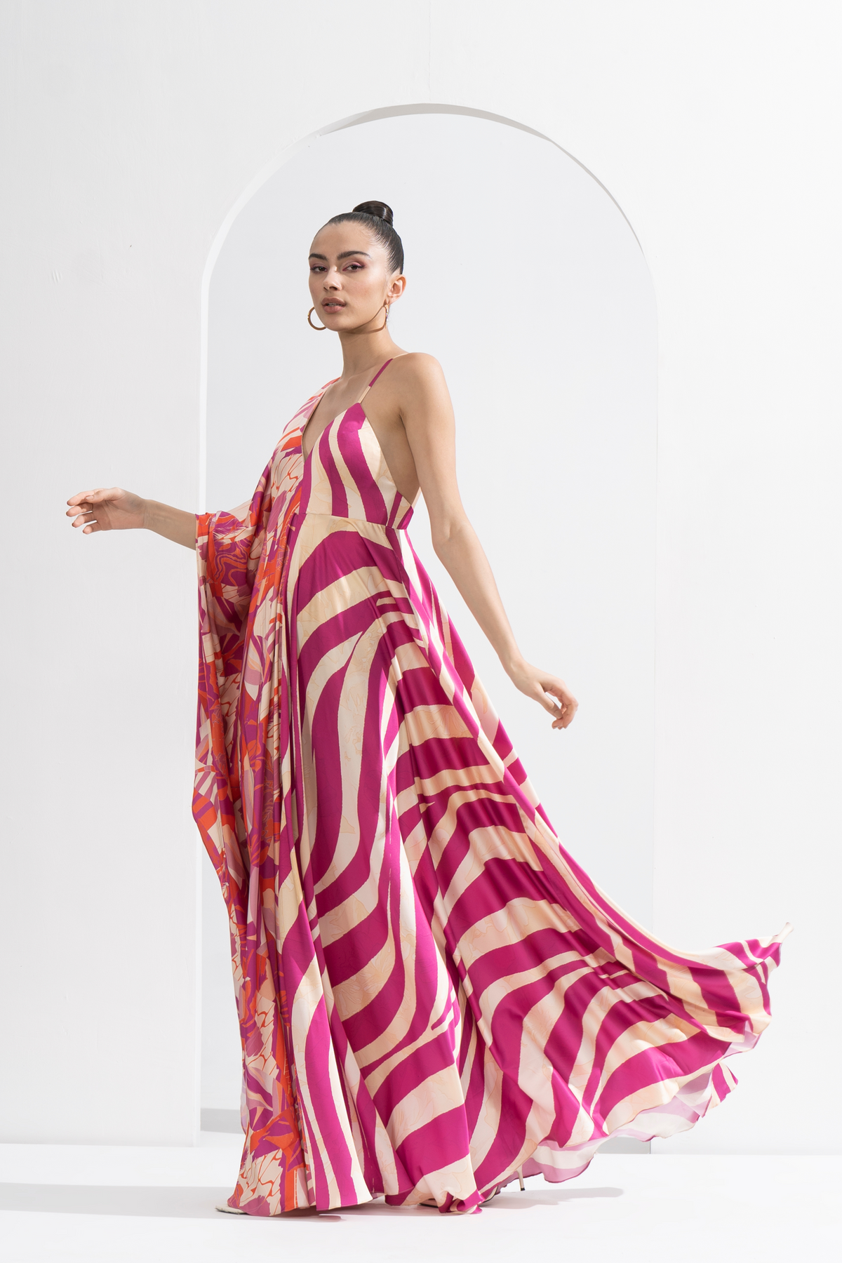 Fuschia Print Blocked Kaftan