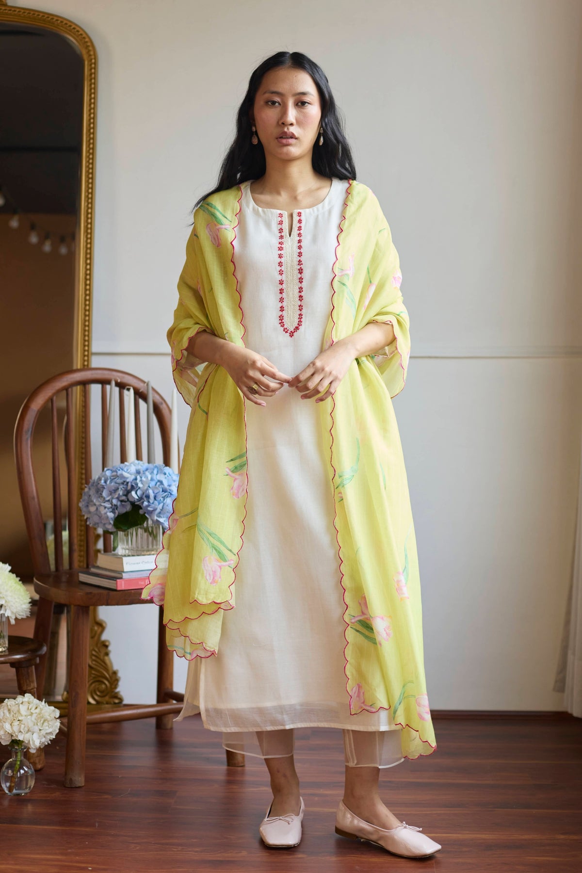 Ivory Lime Tulip Kurta Set