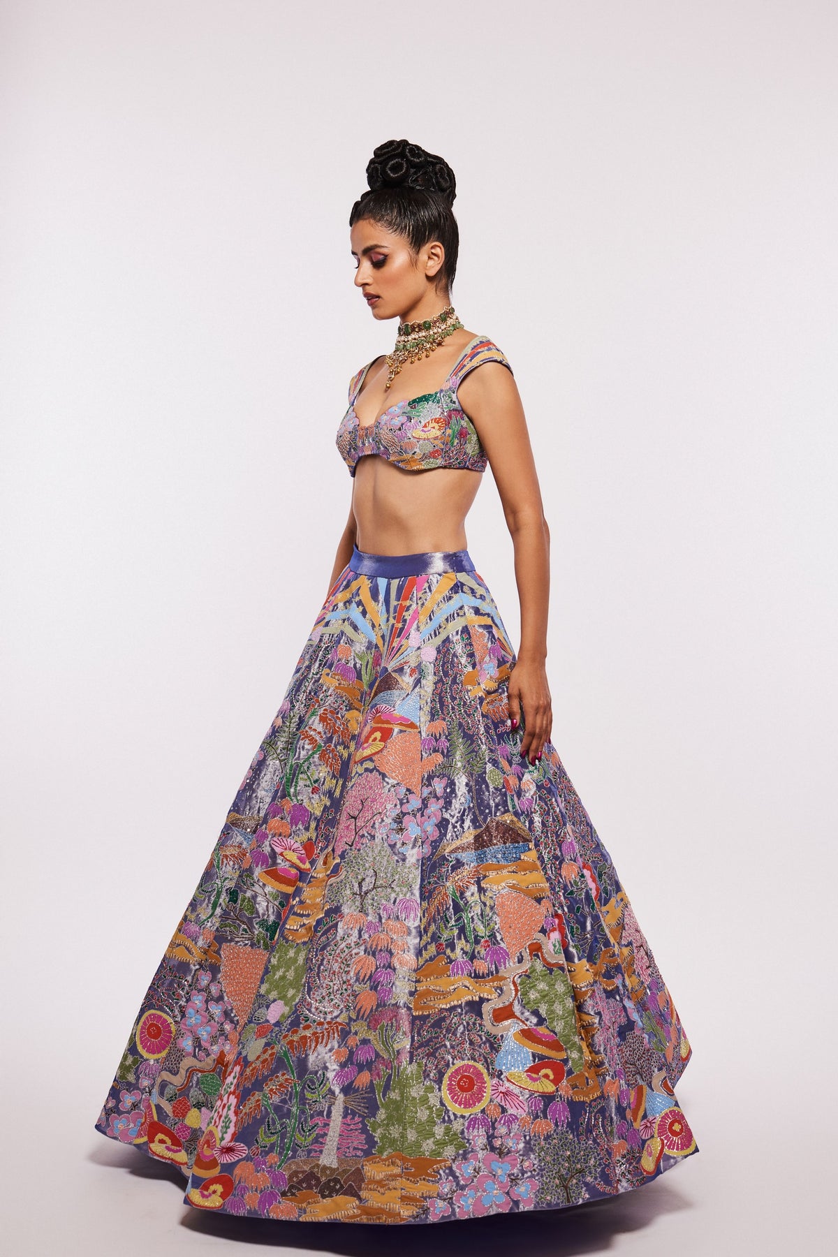 Blue Floraison Lehenga