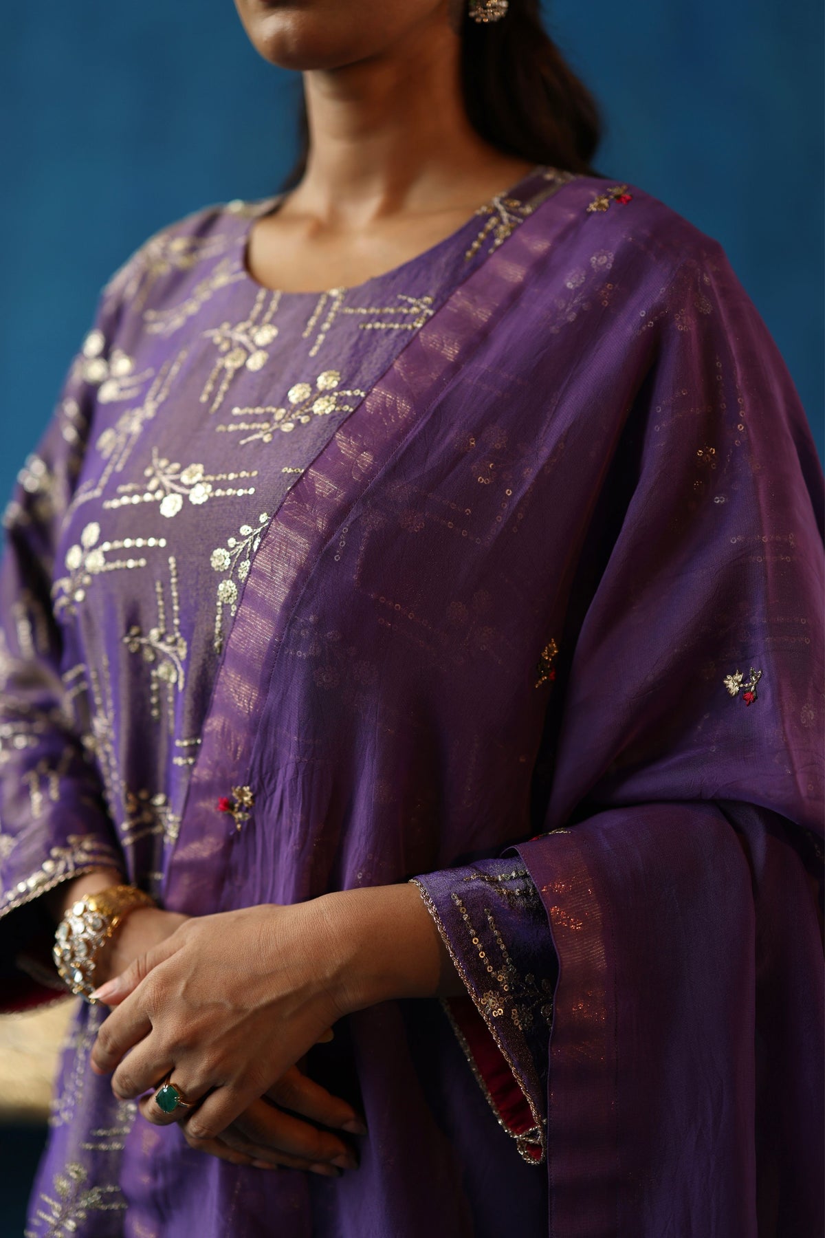 Purple Aam Panna Kurta Set