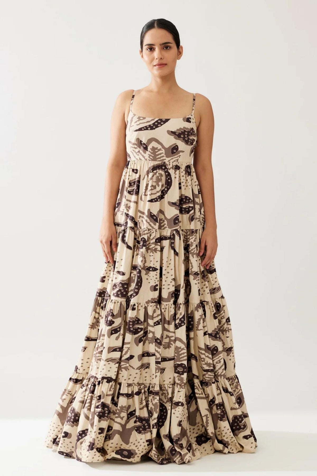 Floral Sleeveless Three Tier Dress