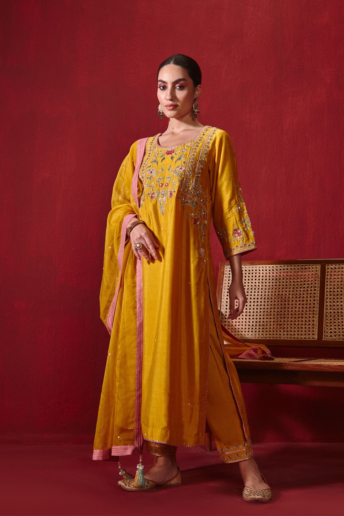 Mustard Preeti Kurta Set