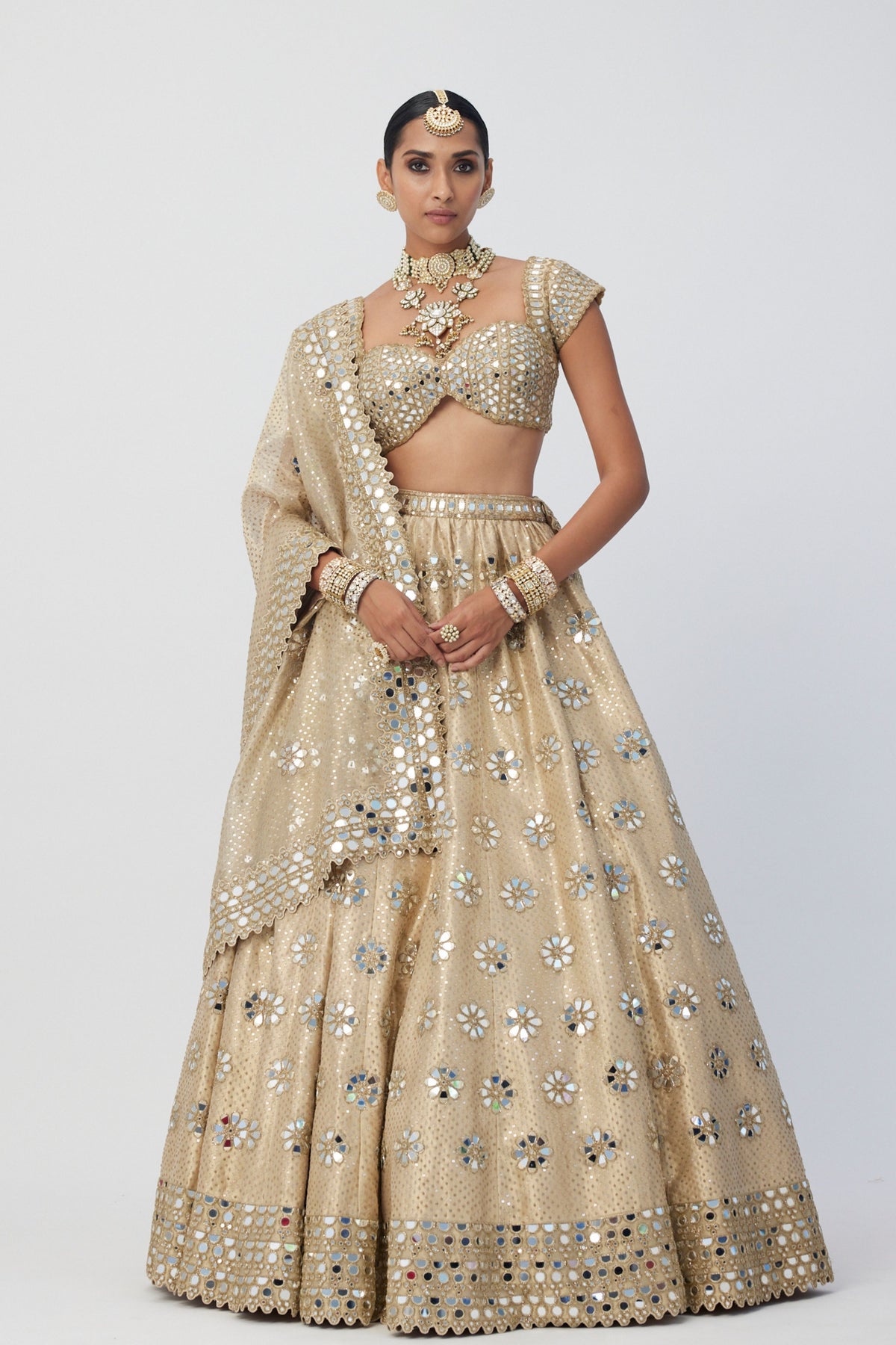 Golden Shimmer Flower Lehenga Set