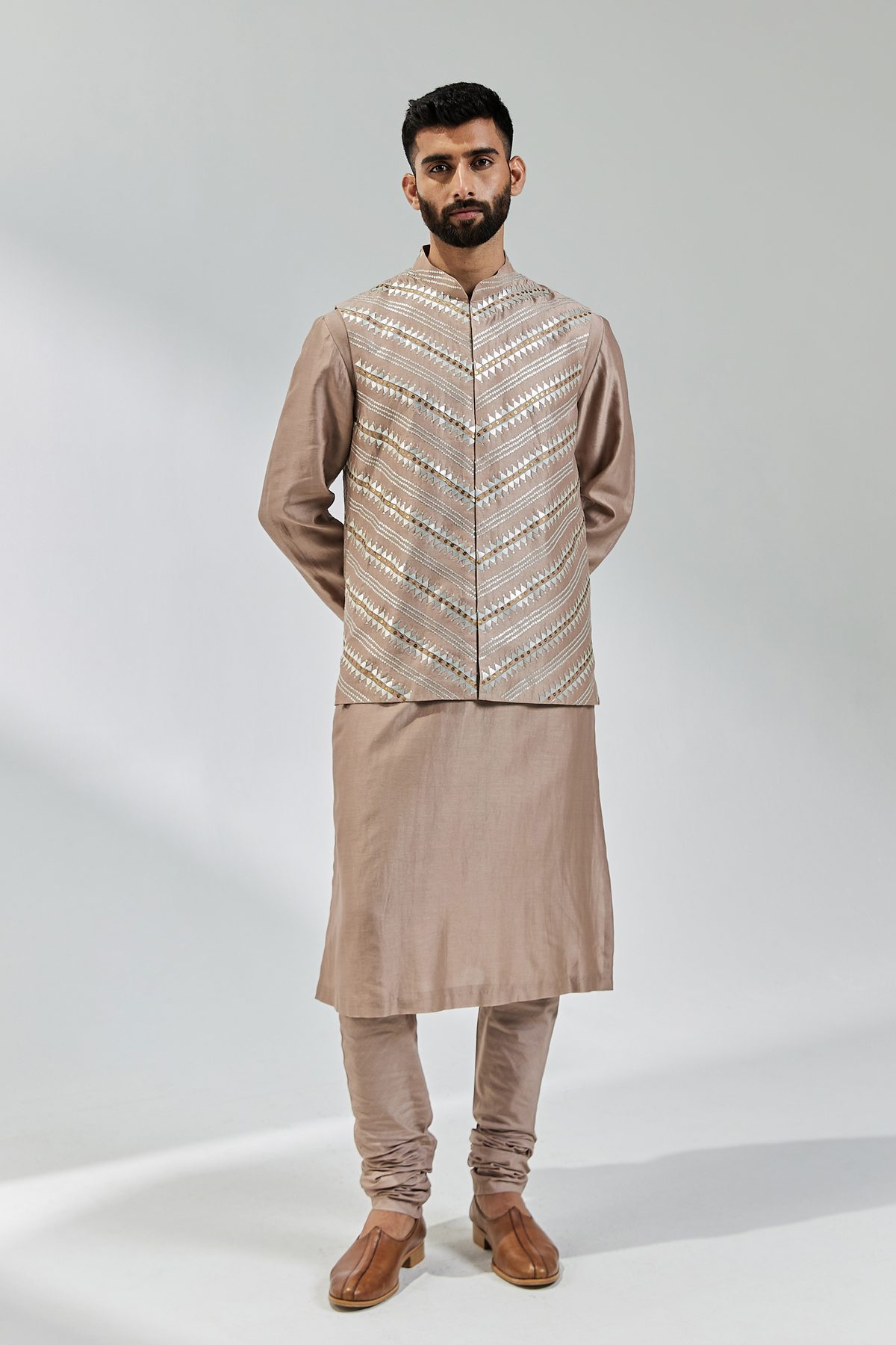 Taupe Nehru Jacket Set