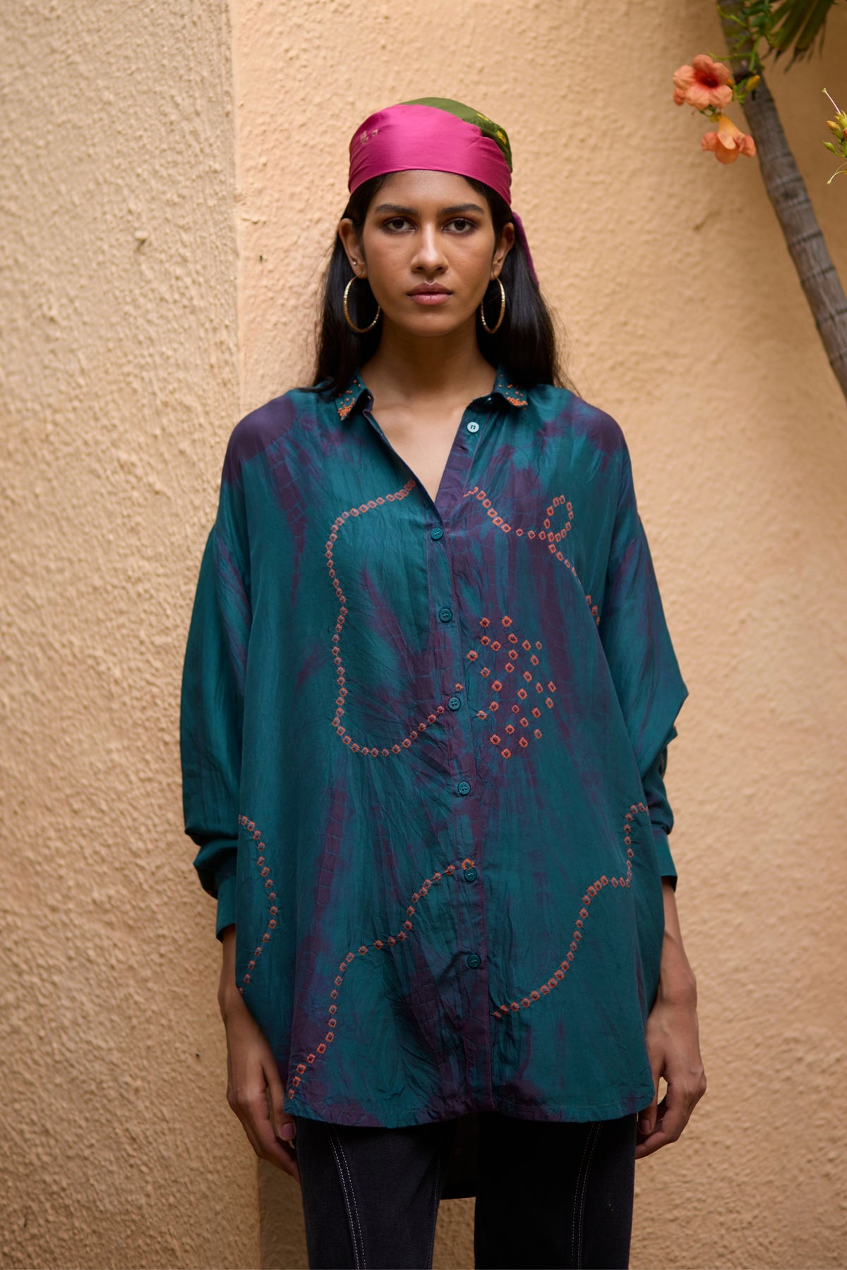 Teal Badhni Motif Shirt