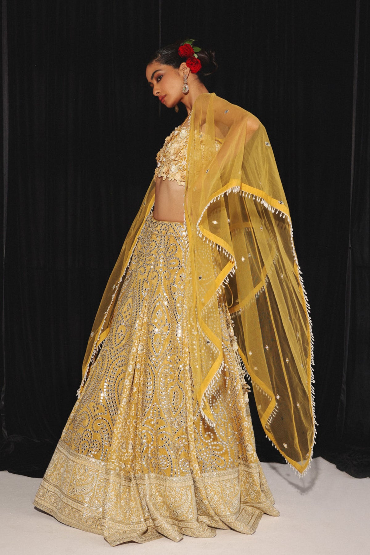 V Shape Golden Yellow Dupatta