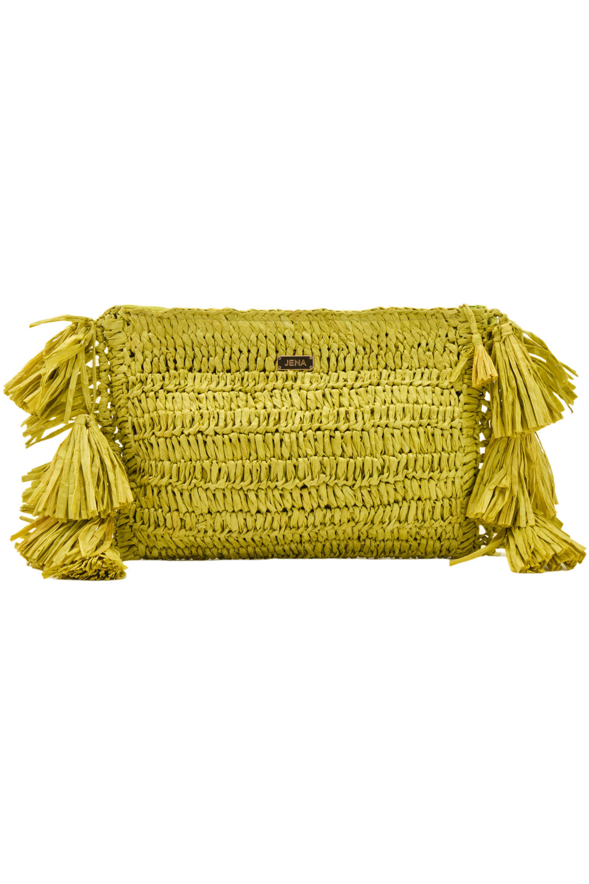 Raffia Clutch With Tassels