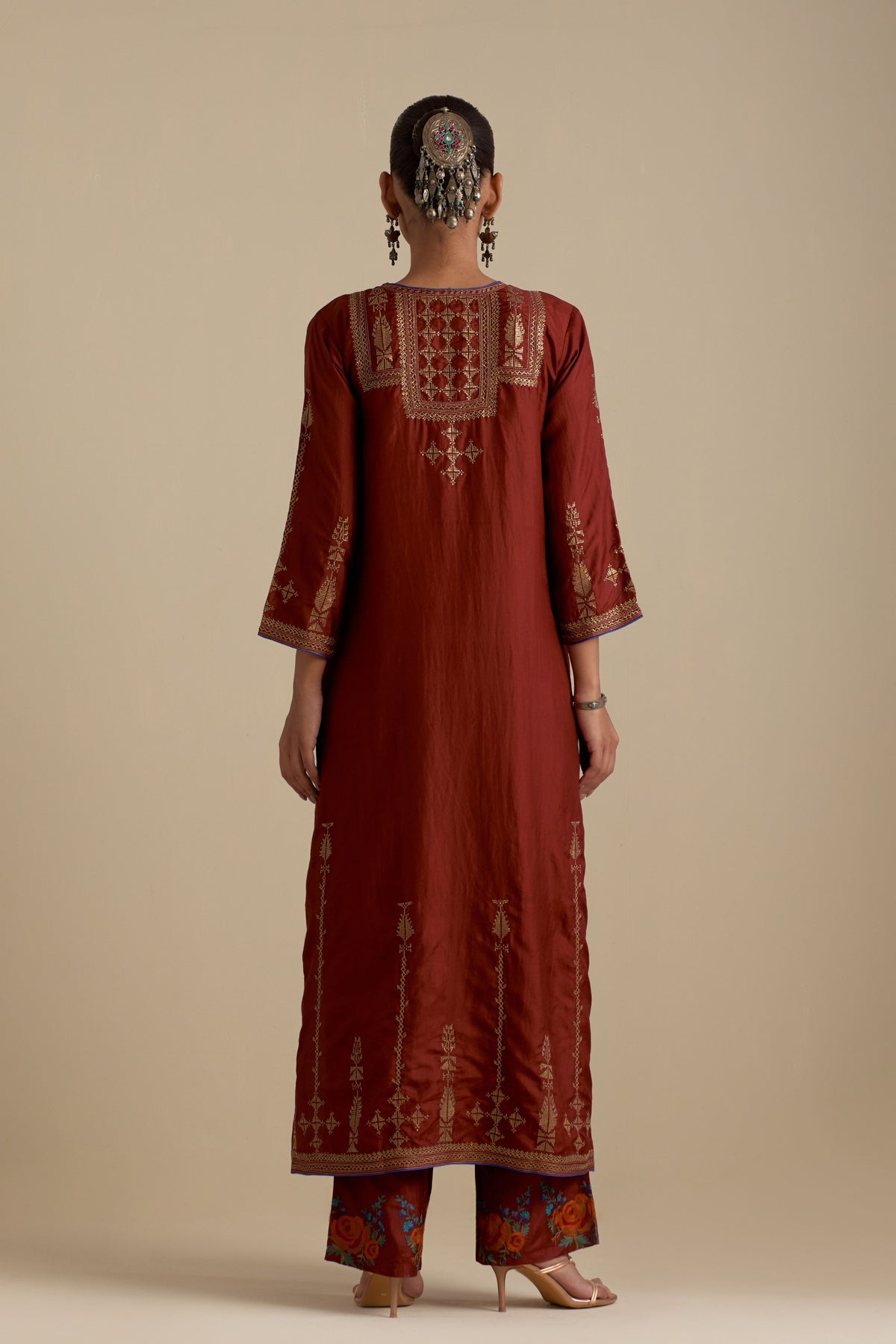 Maroon Silk Kurta Set