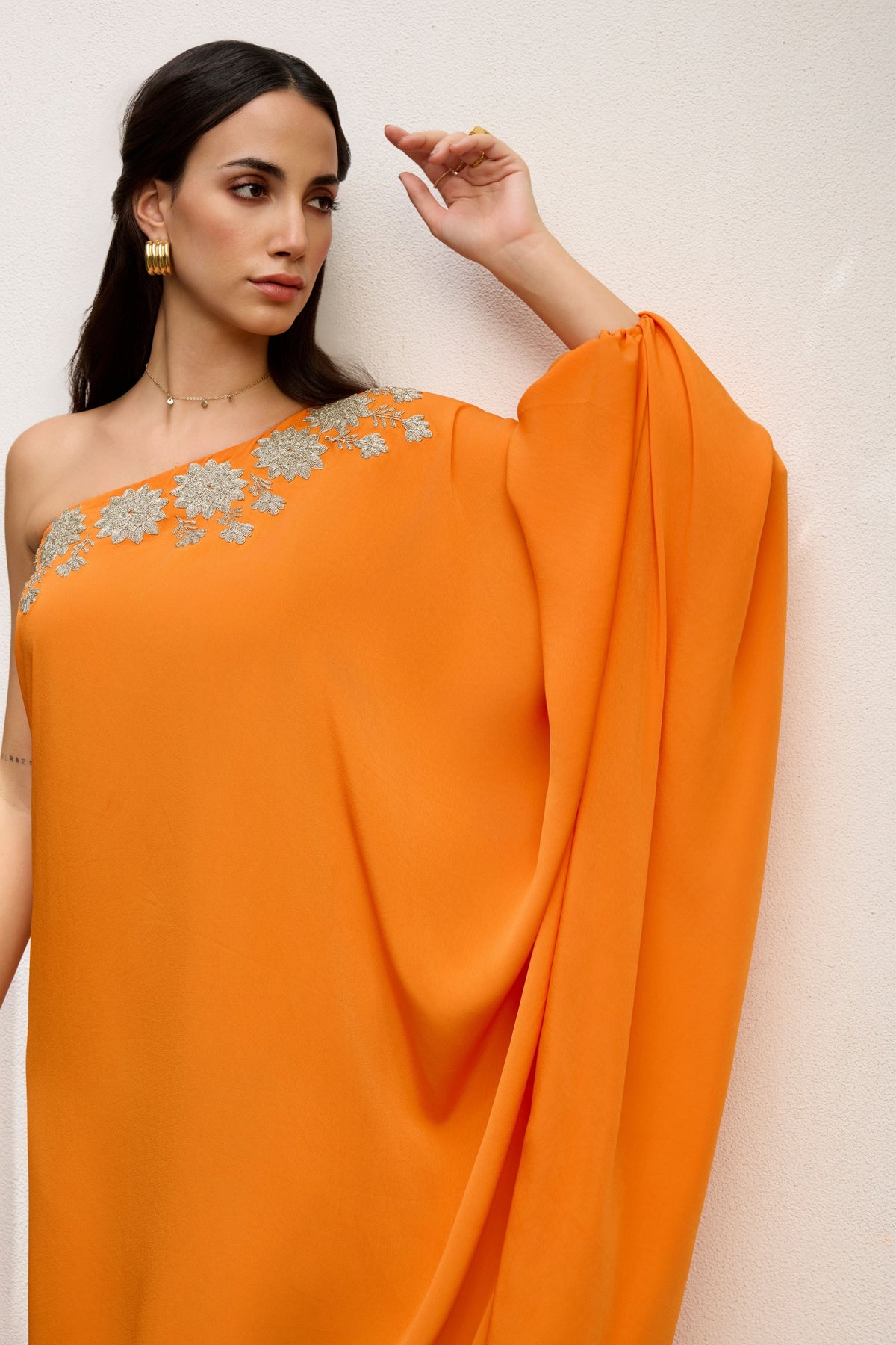 Orange Embroidered Kaftan