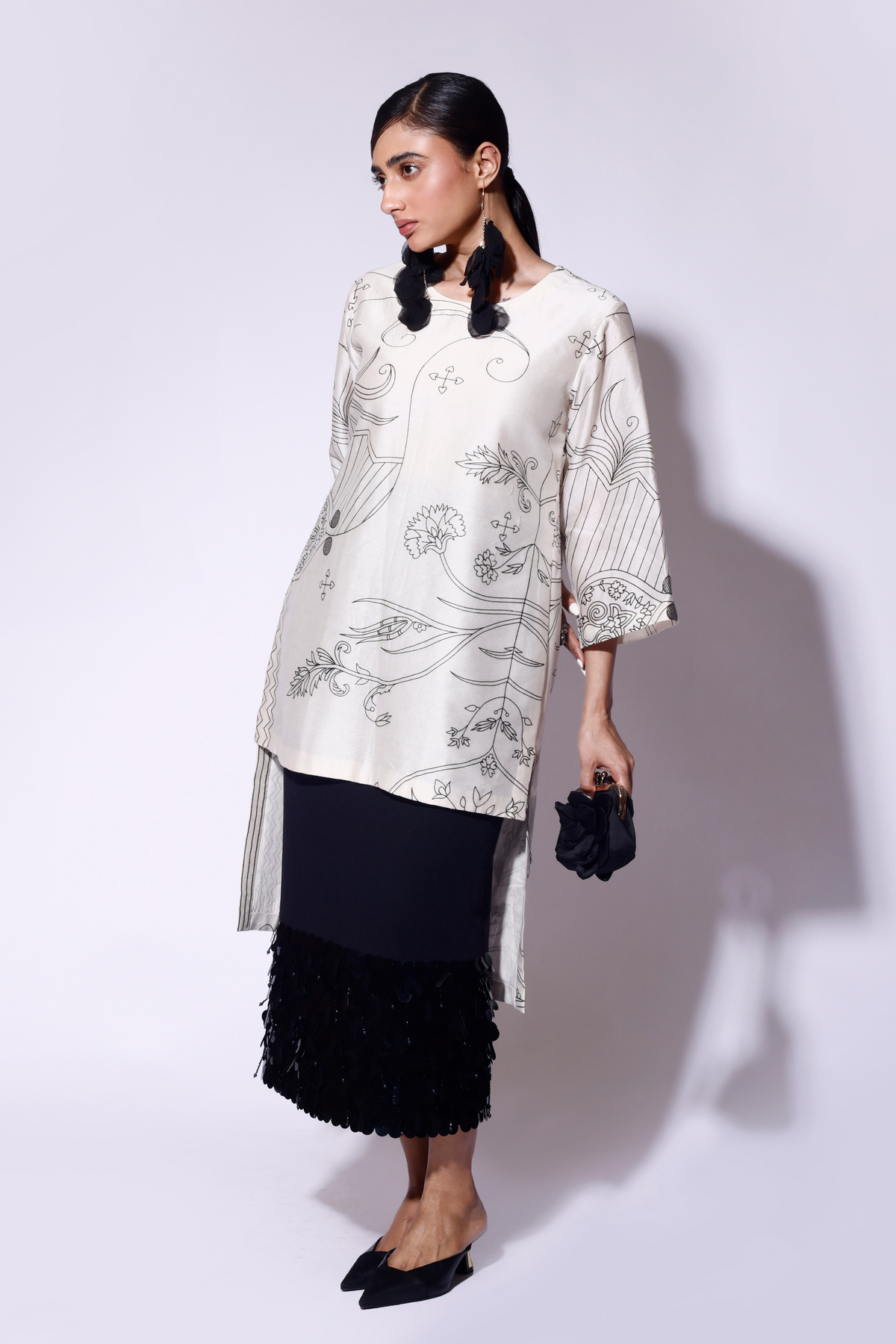 Black Paisley Chanderi Top