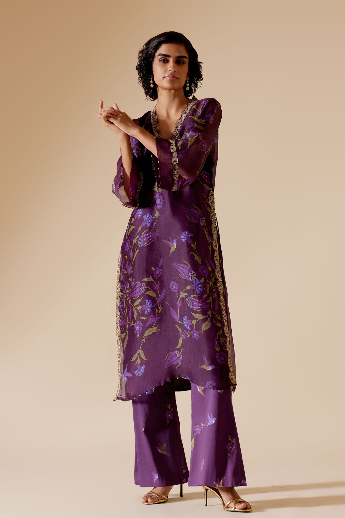 Sitara Purple Print Tunic Set