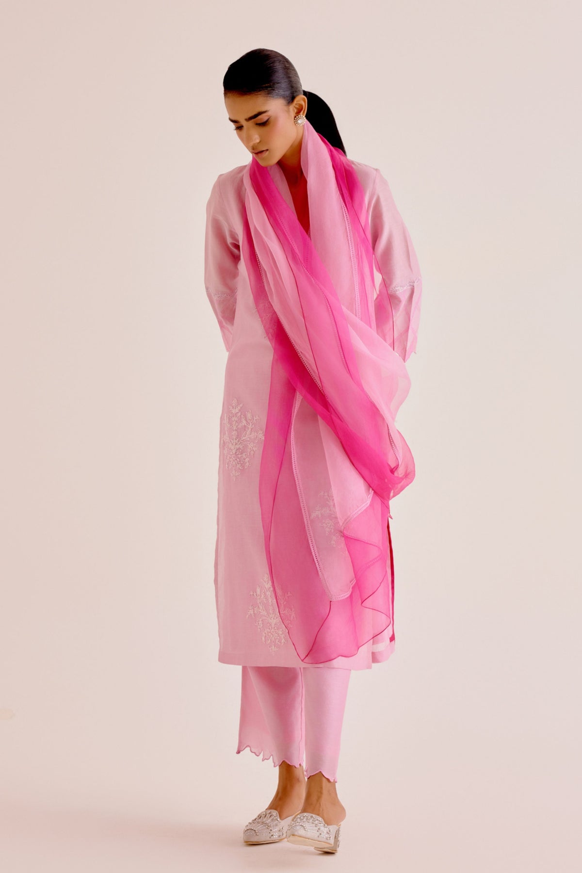 Pink Embroidered Kurta Set