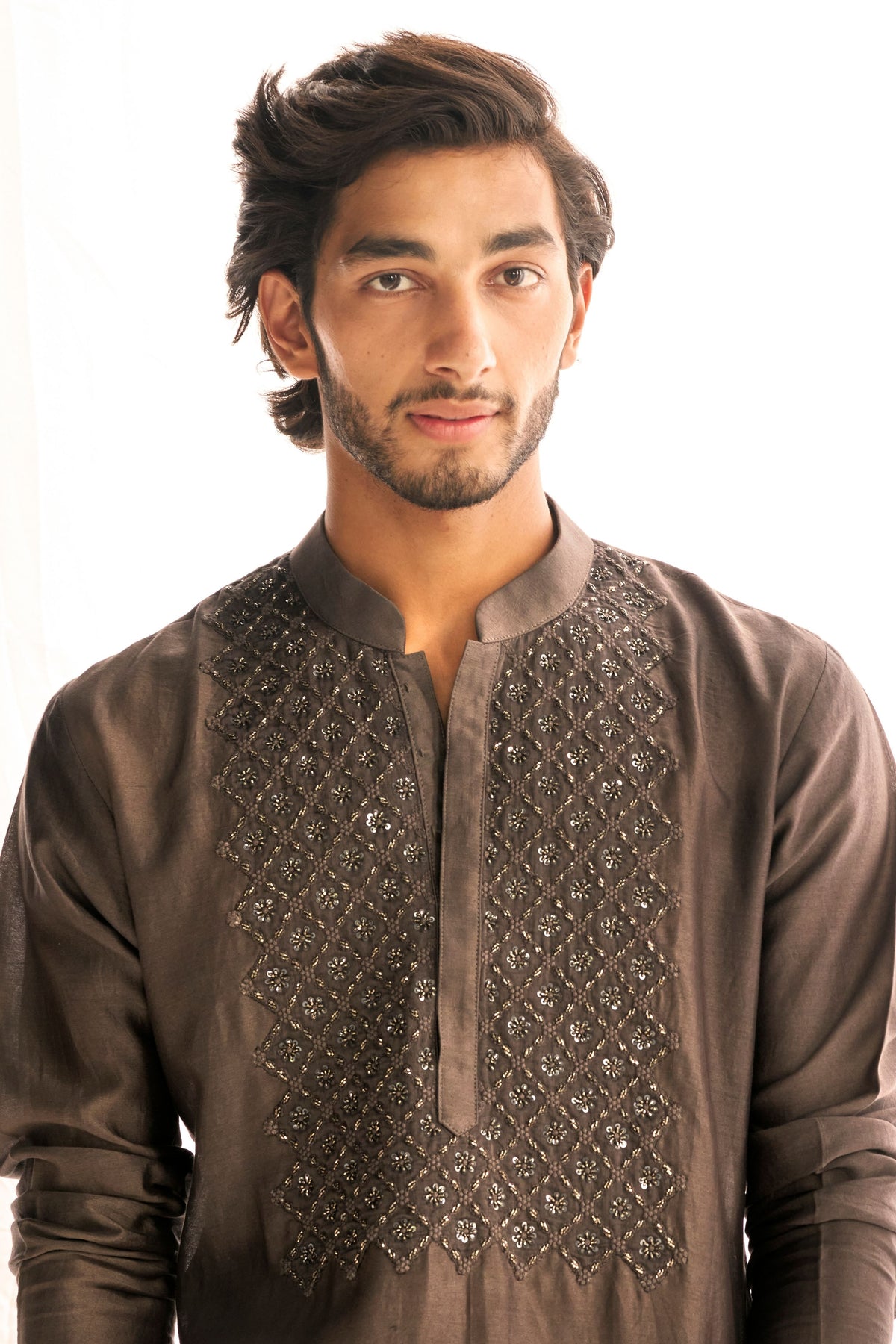 Taupe Chikankari Kurta Set