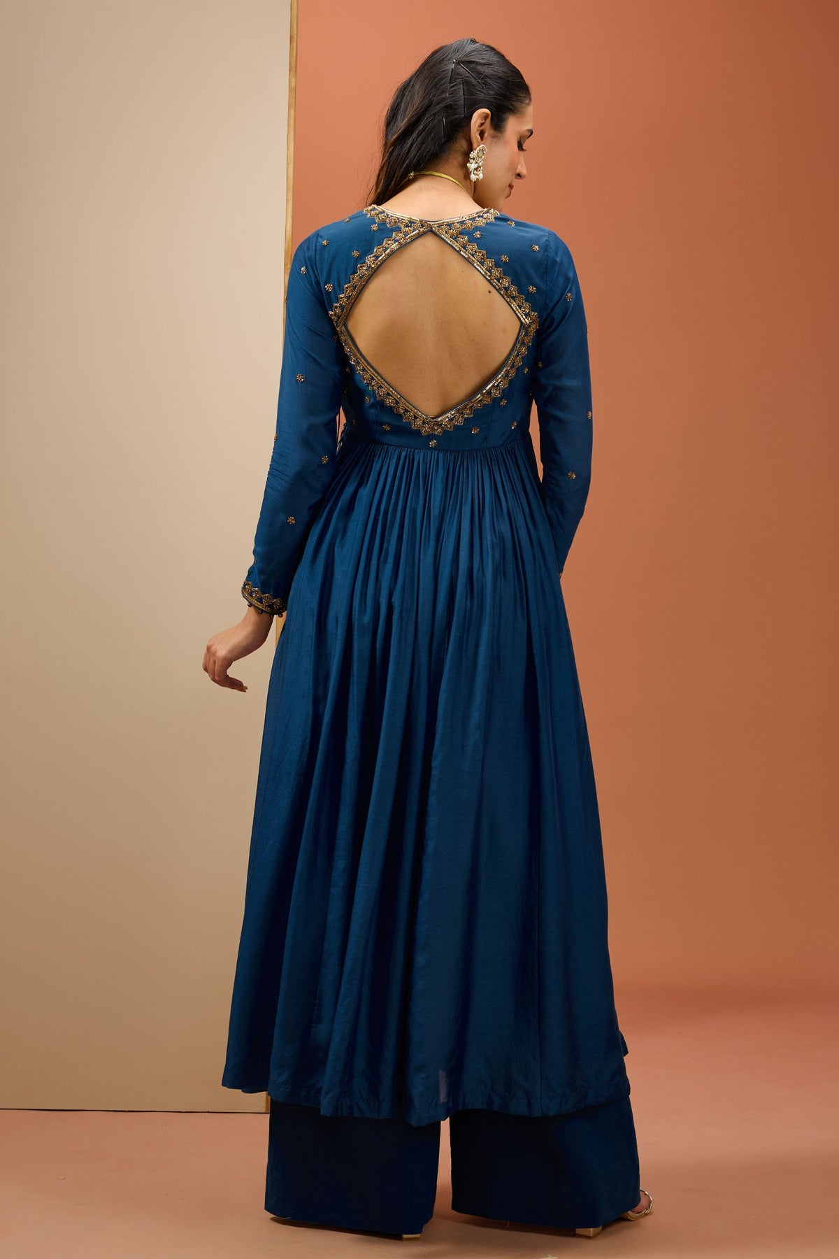 Blue Angrakha Anarkali Set