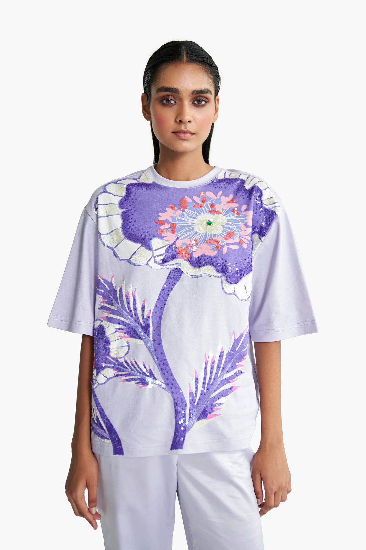 Lavender Poppy Casual T- Shirt