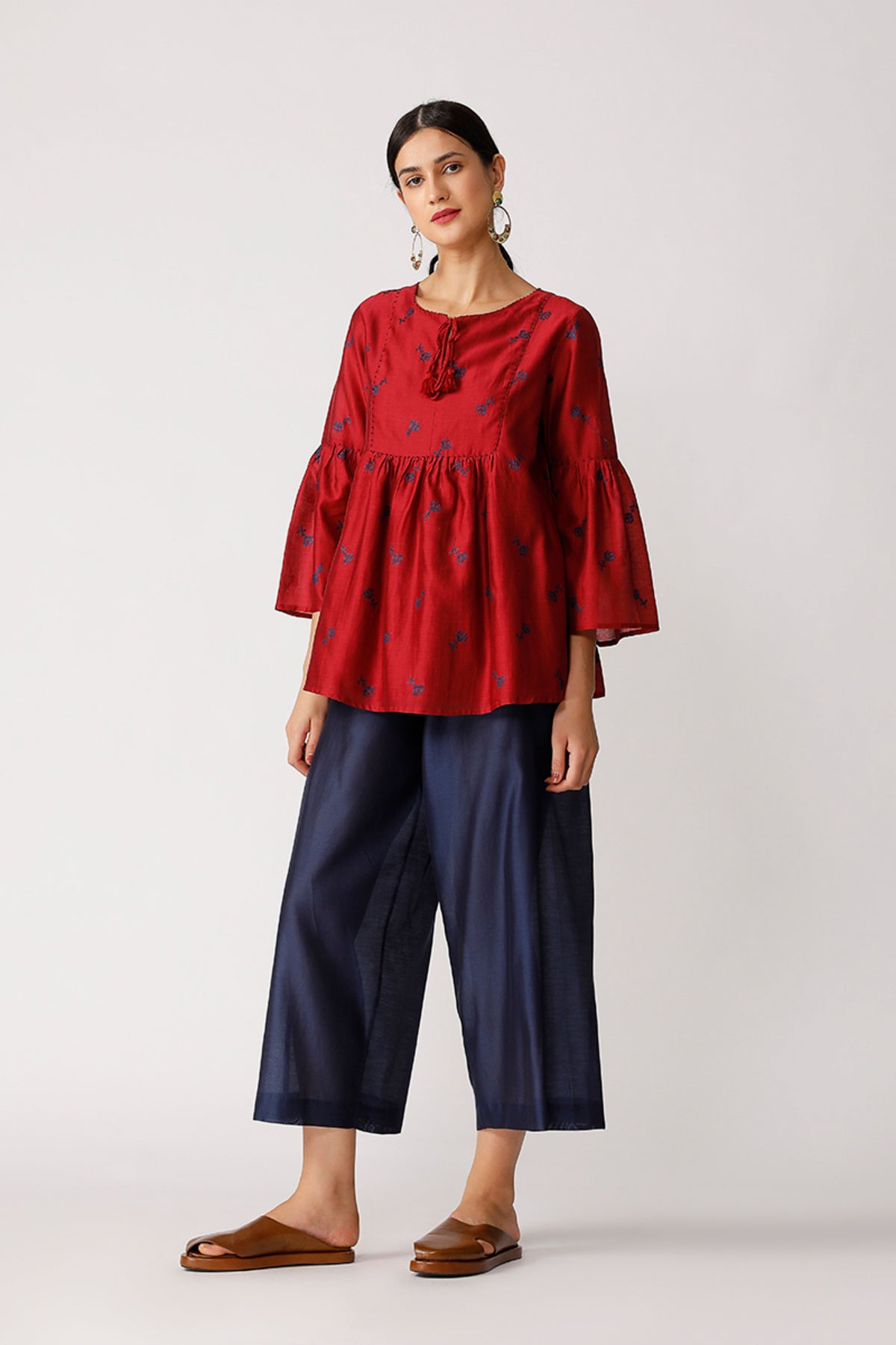 Navy Nissen Wide Leg Pants