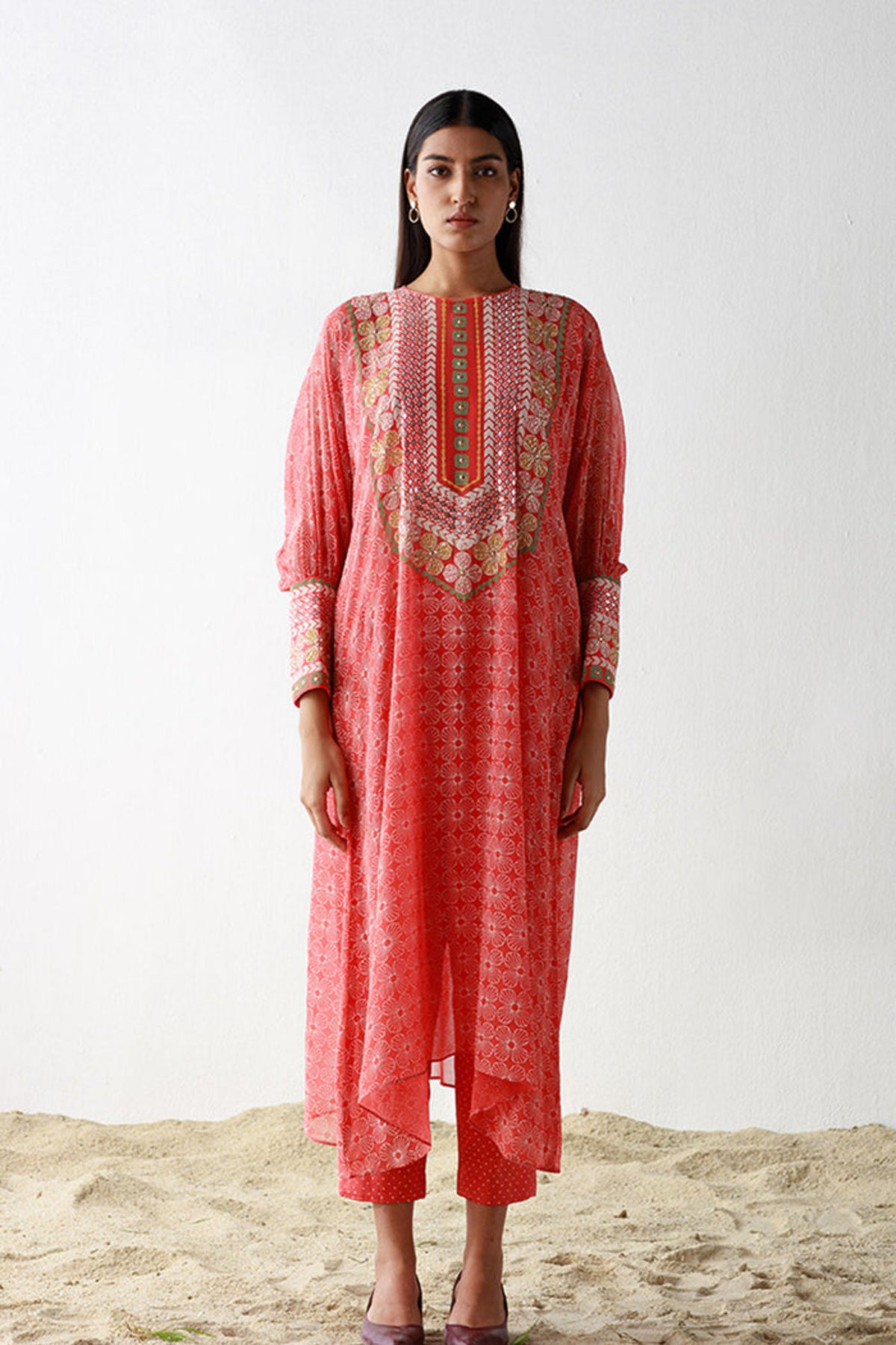 Rust isil kurta set