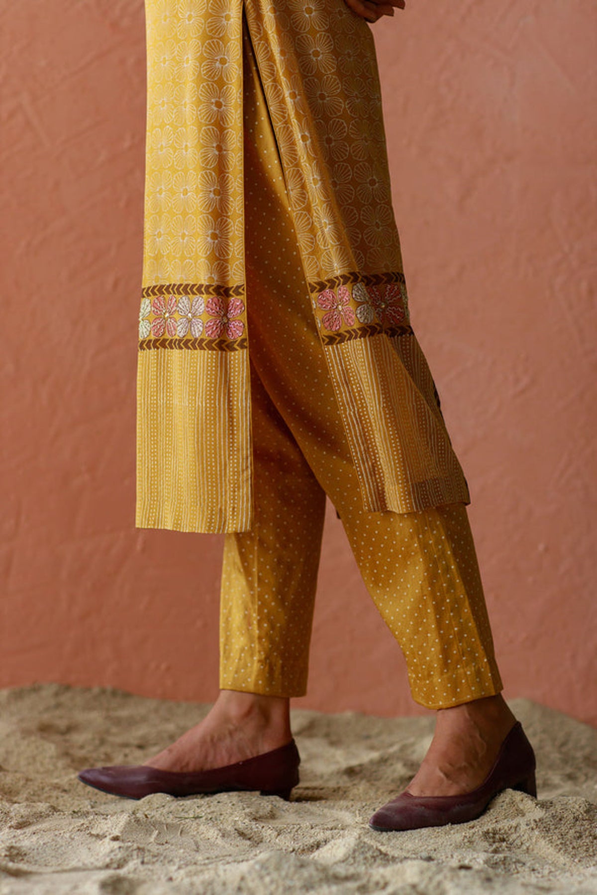 Ochre nehir kurta trouser set