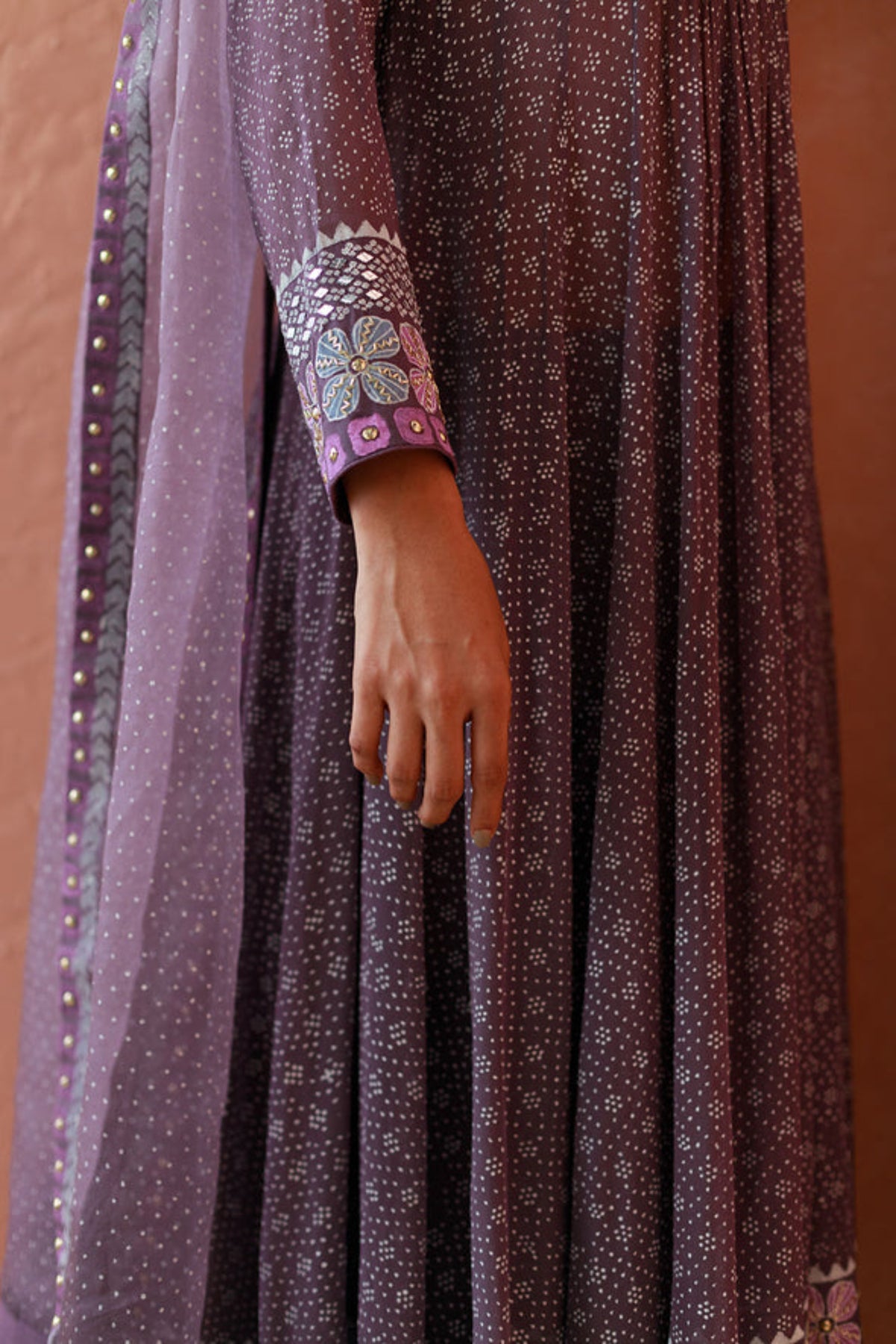 Mauve kiraz anarkali set