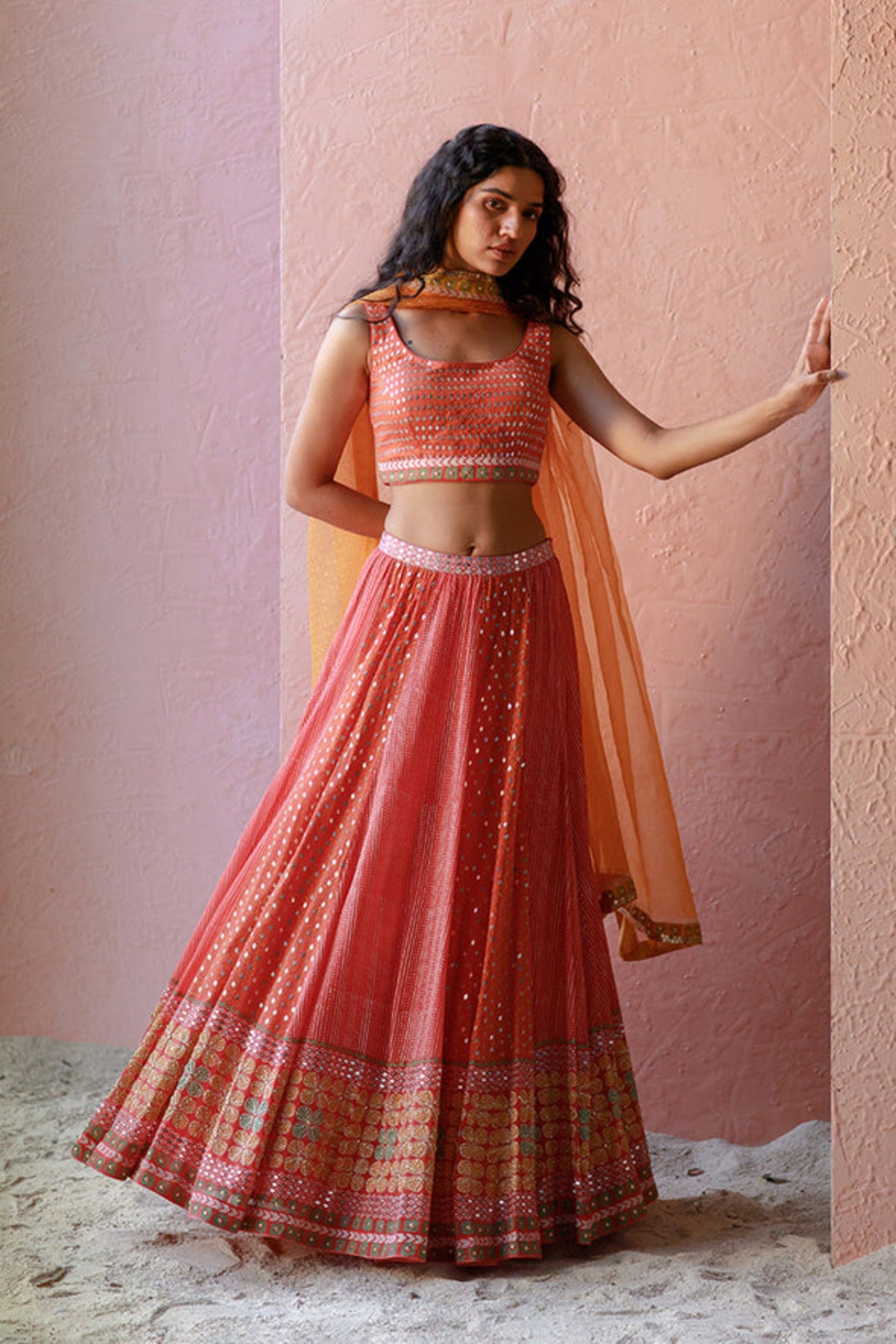 Rust ahmet lehenga set