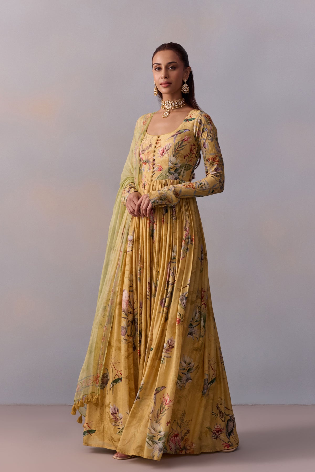 Lemon Yellow Pavika Anarkali Set