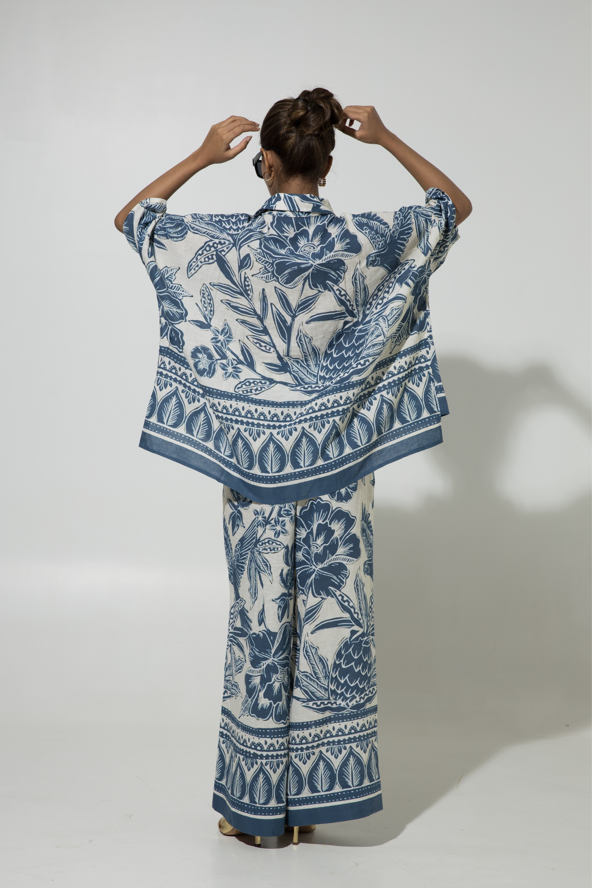 Blue Cordelia Print Linen Co-ord Set