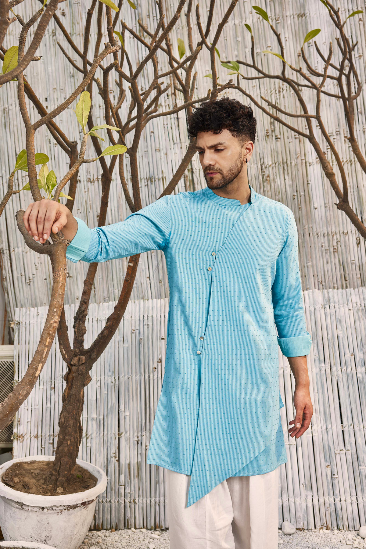 Blue Diagonal Kurta Set