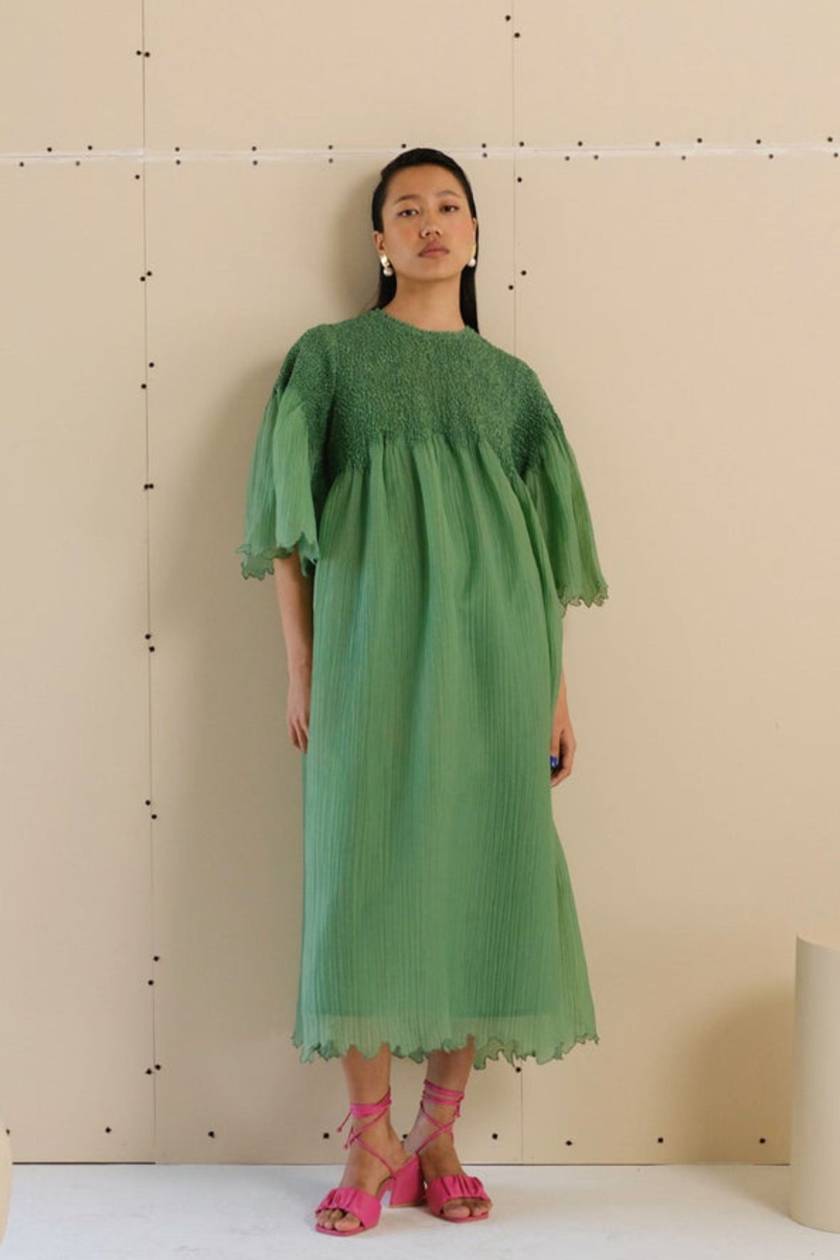 Moss Dress in Weed Green