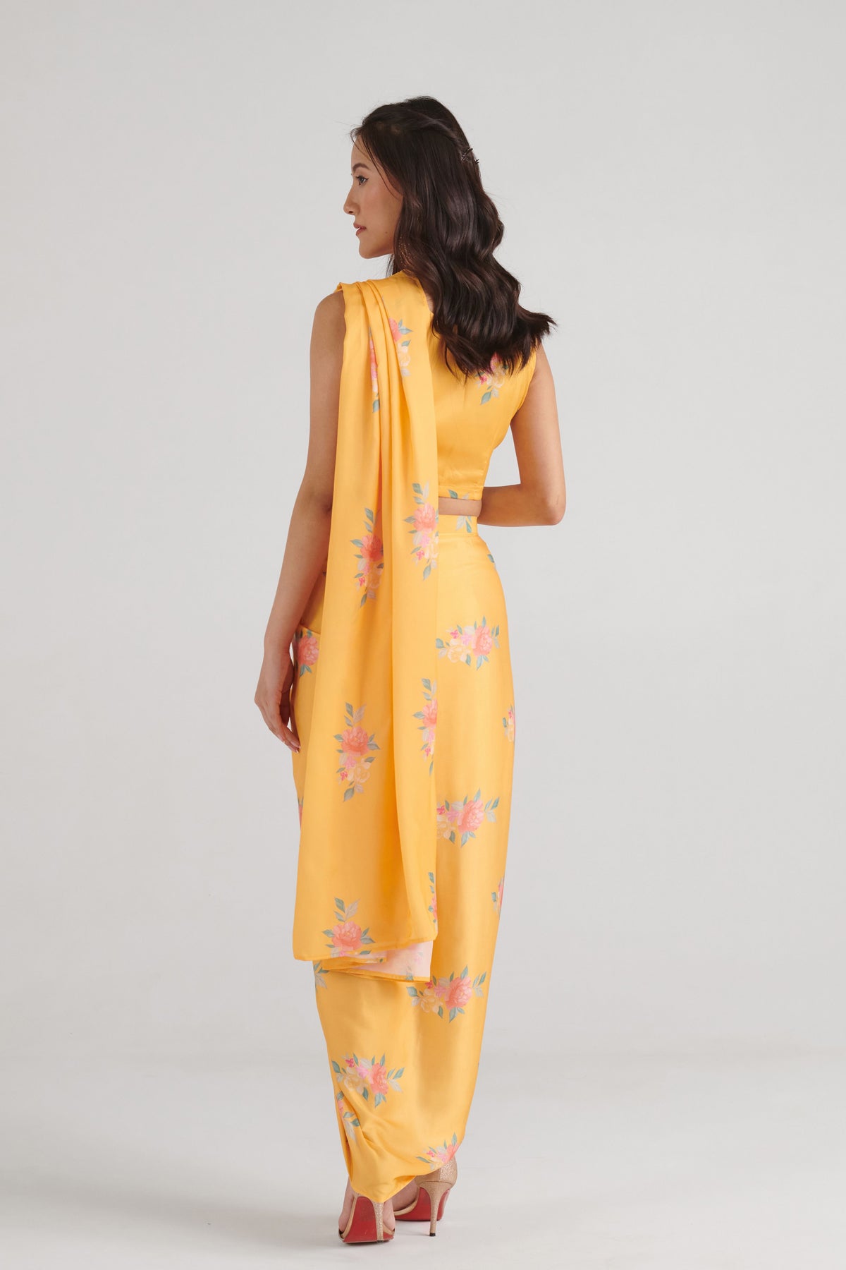 Amber Yellow Lungi Saree Set