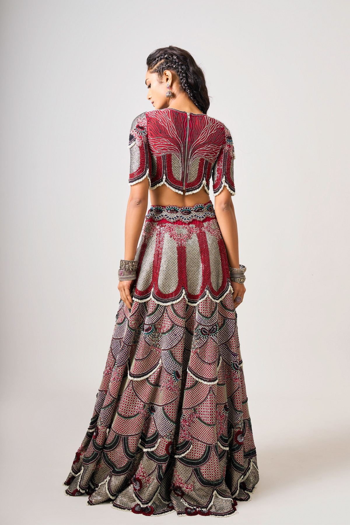 Burgundy Lehenga With Blouse